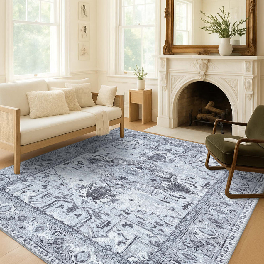 Pastel Heriz Light Gray Area Rug