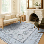 Vira Pastel Cream Beige Floral Modern Oushak Rug