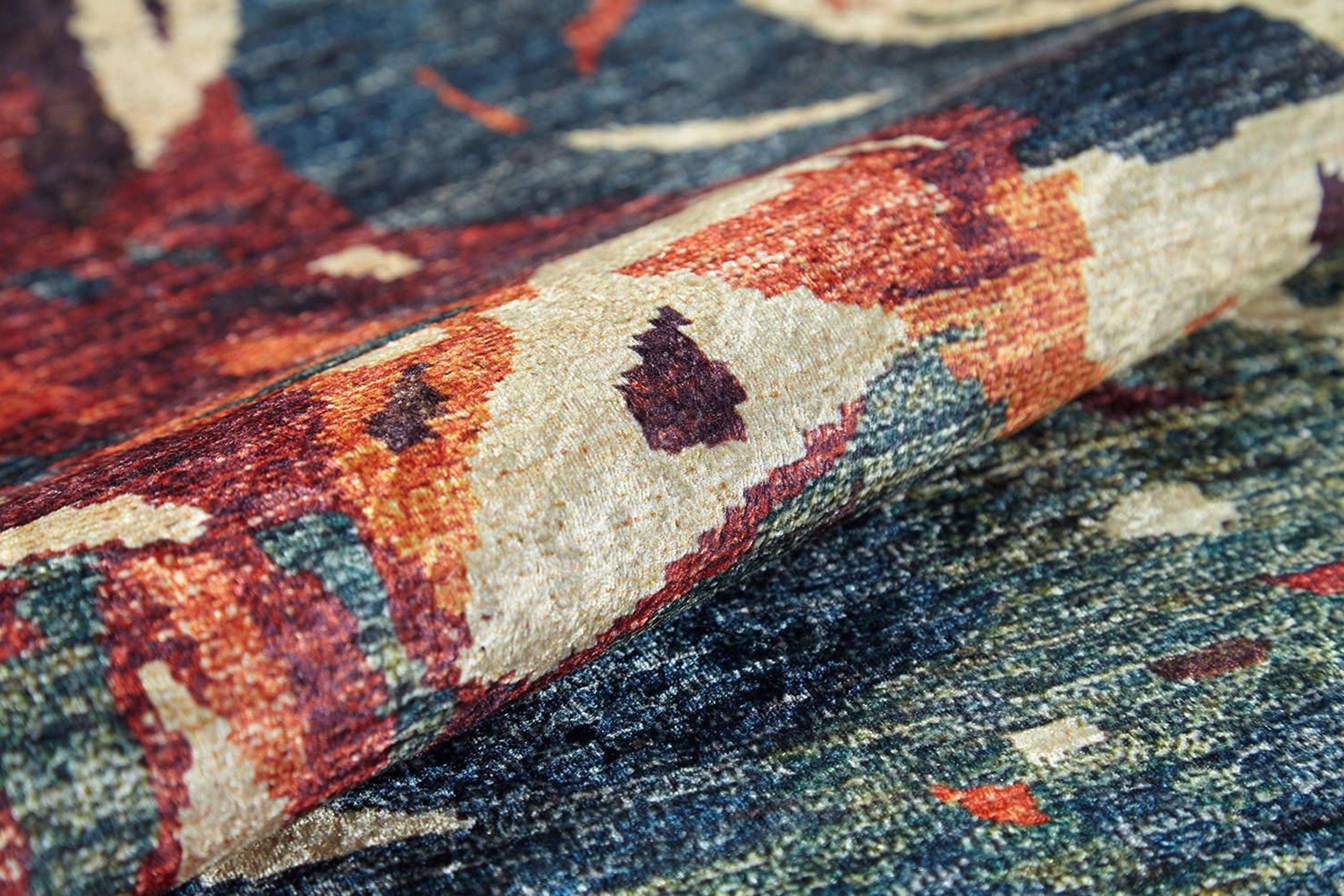 Luxa Modern Red Beige Blue Orange Rug