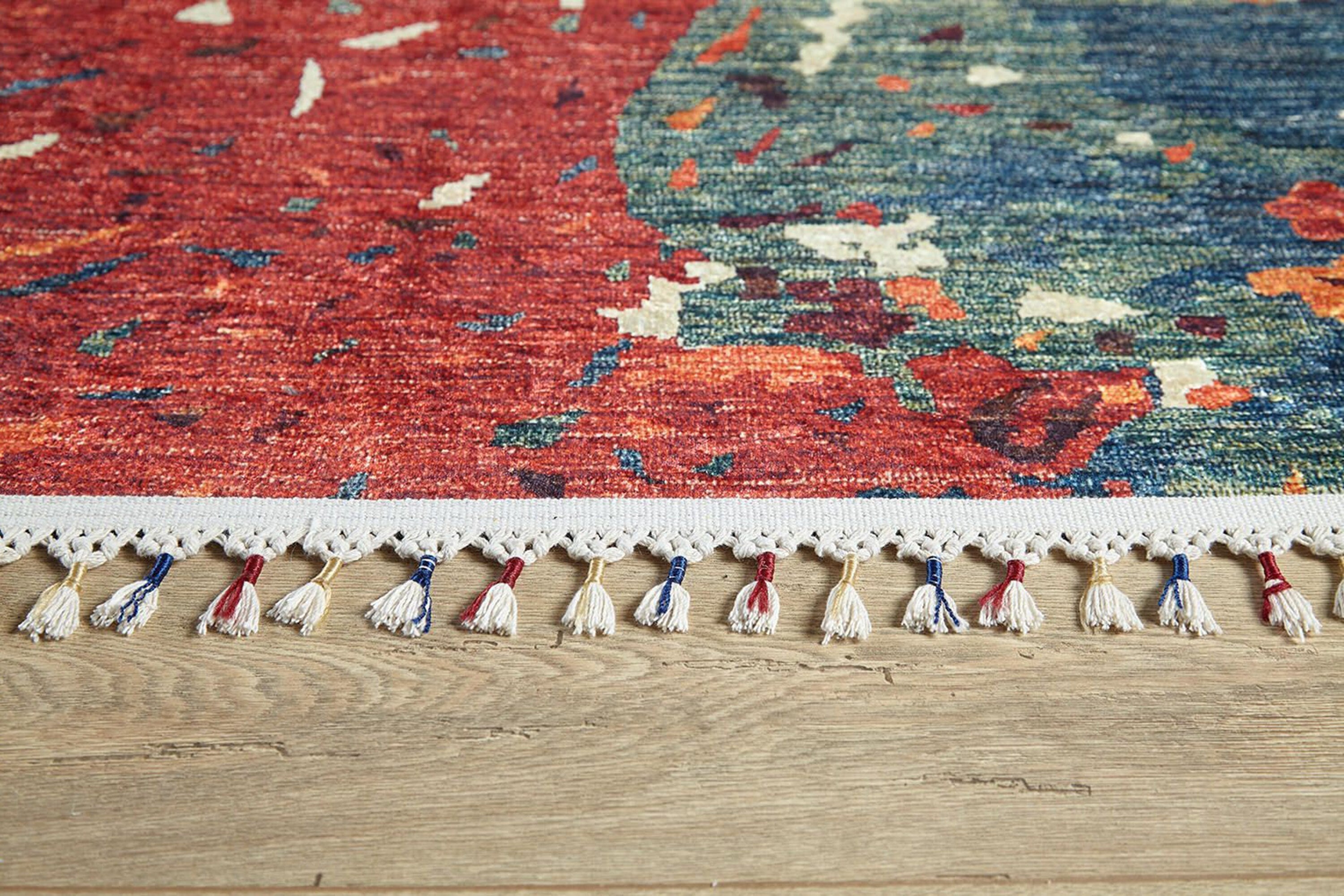 Luxa Modern Red Beige Blue Orange Rug