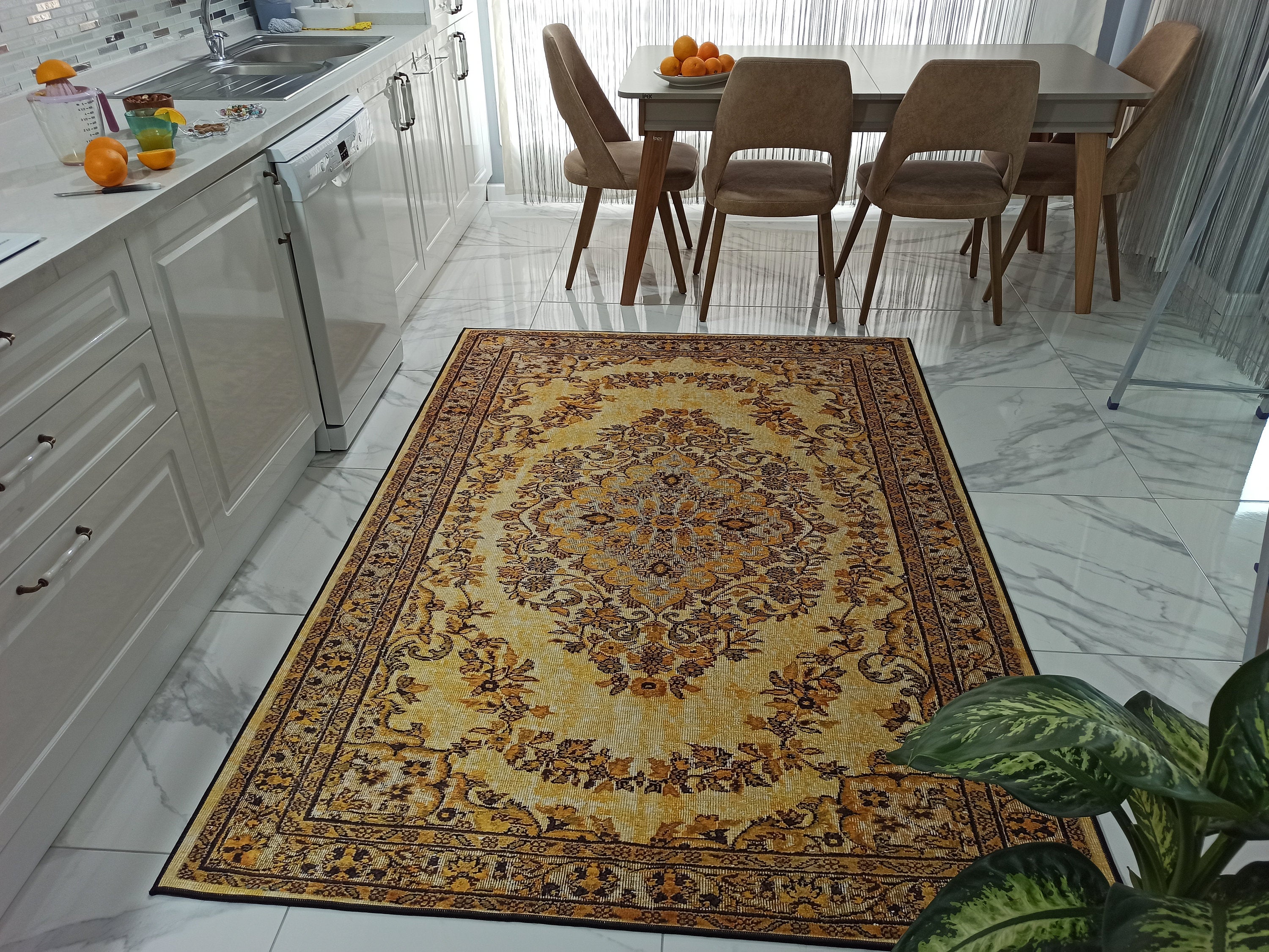 Lydia Rug Turkish faded yellow &amp; Black Rug