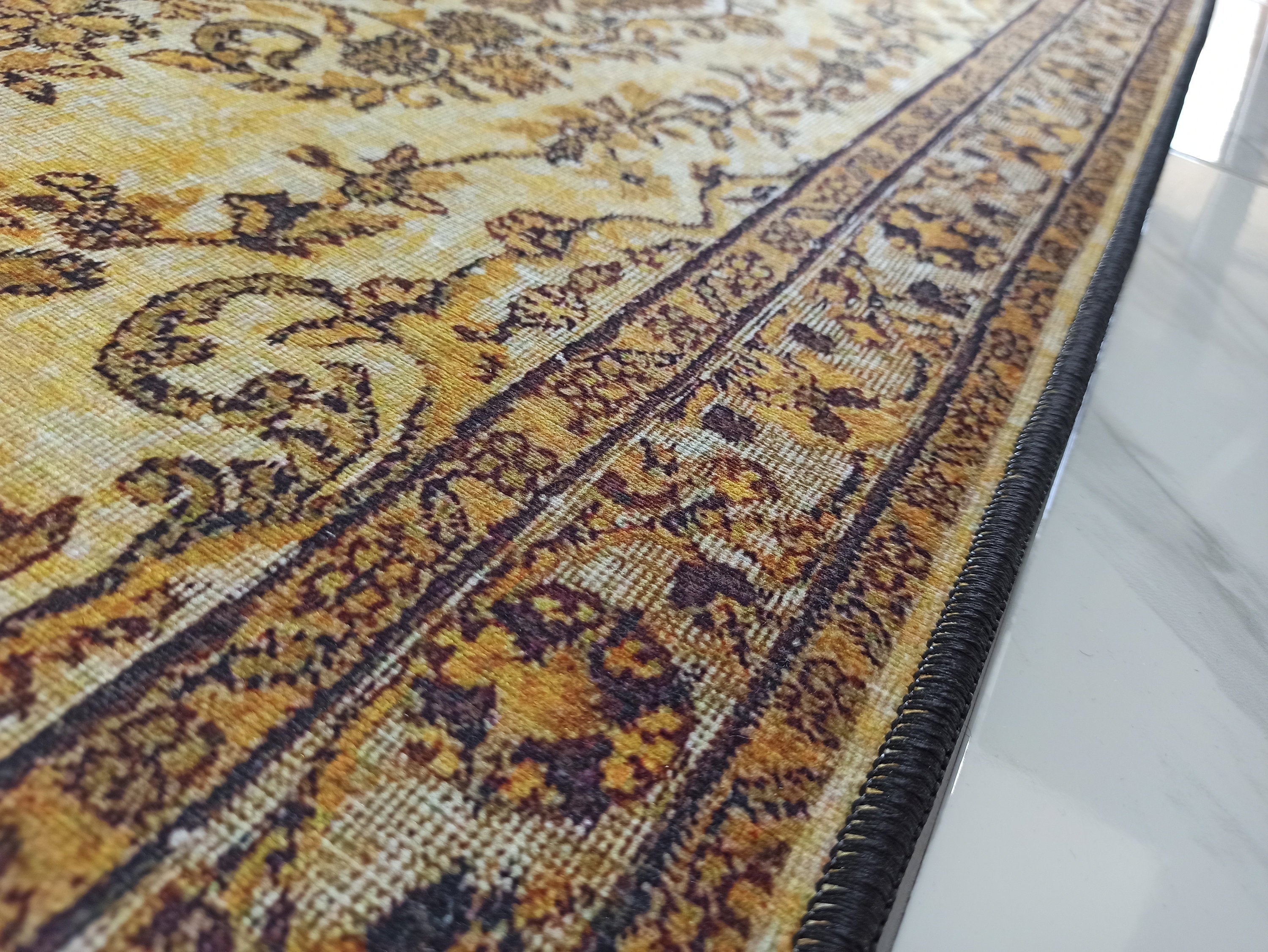 Lydia Rug Turkish faded yellow &amp; Black Rug