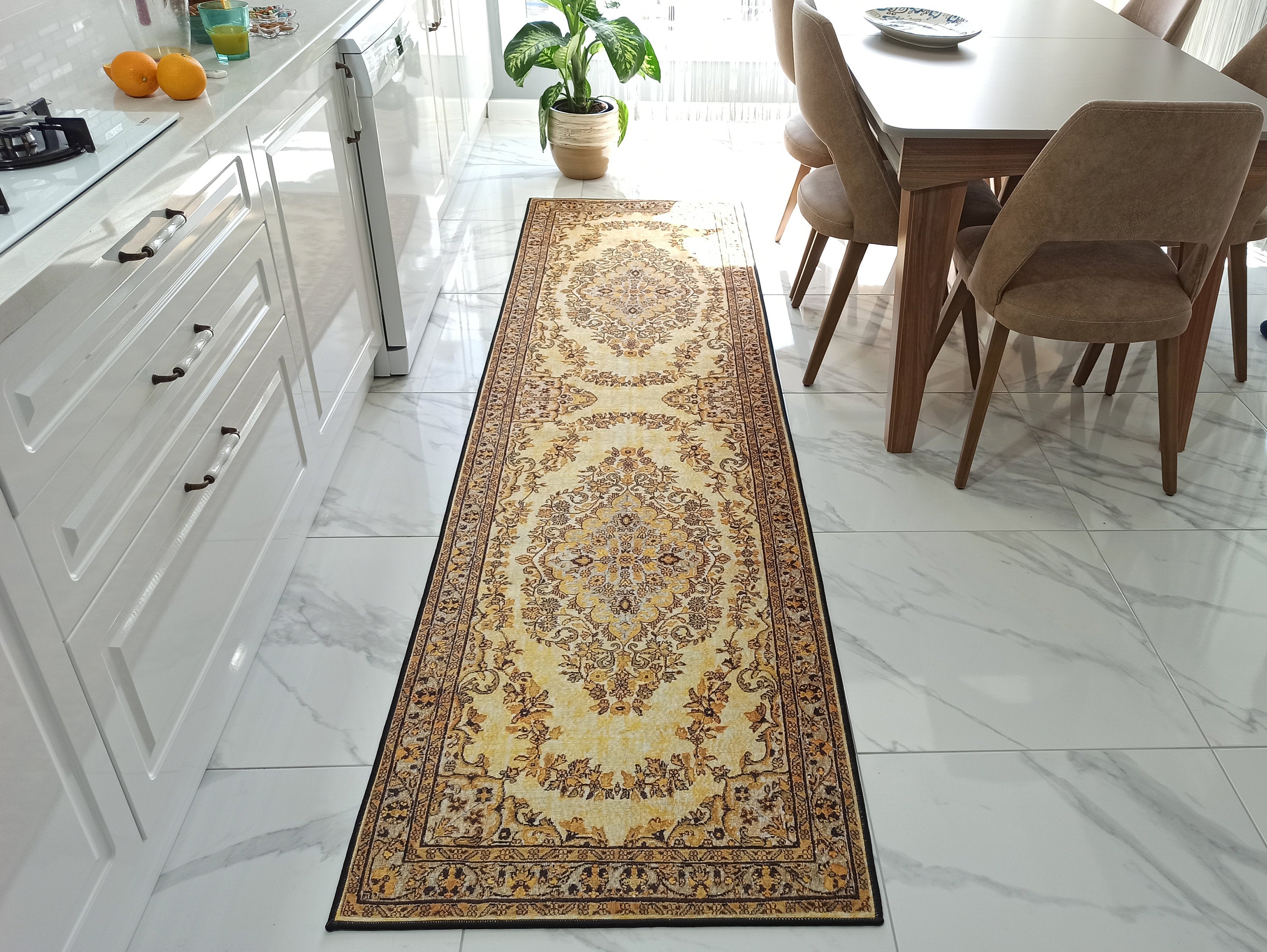 Lydia Rug Turkish faded yellow &amp; Black Rug