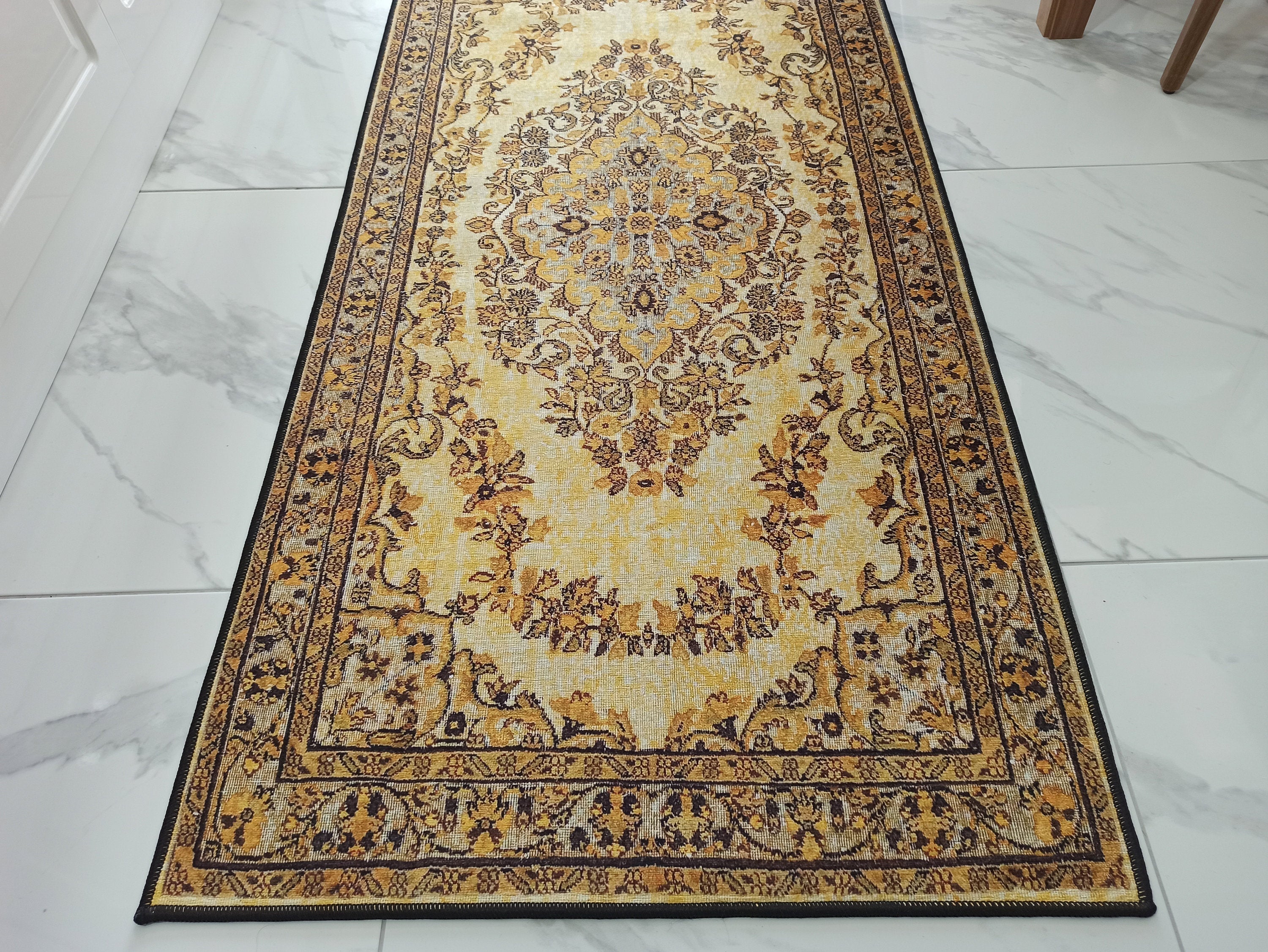 Lydia Rug Turkish faded yellow &amp; Black Rug