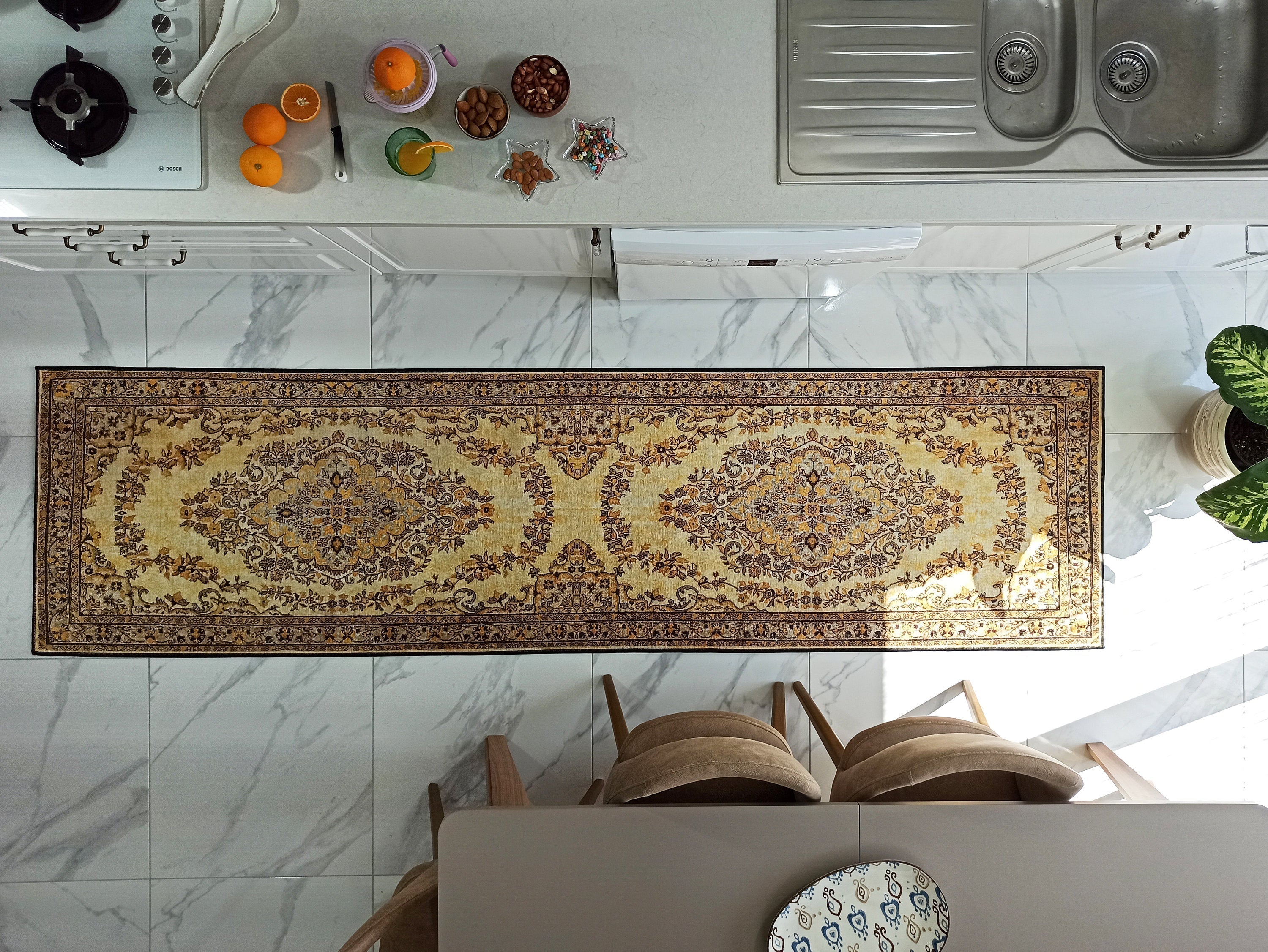 Lydia Rug Turkish faded yellow &amp; Black Rug