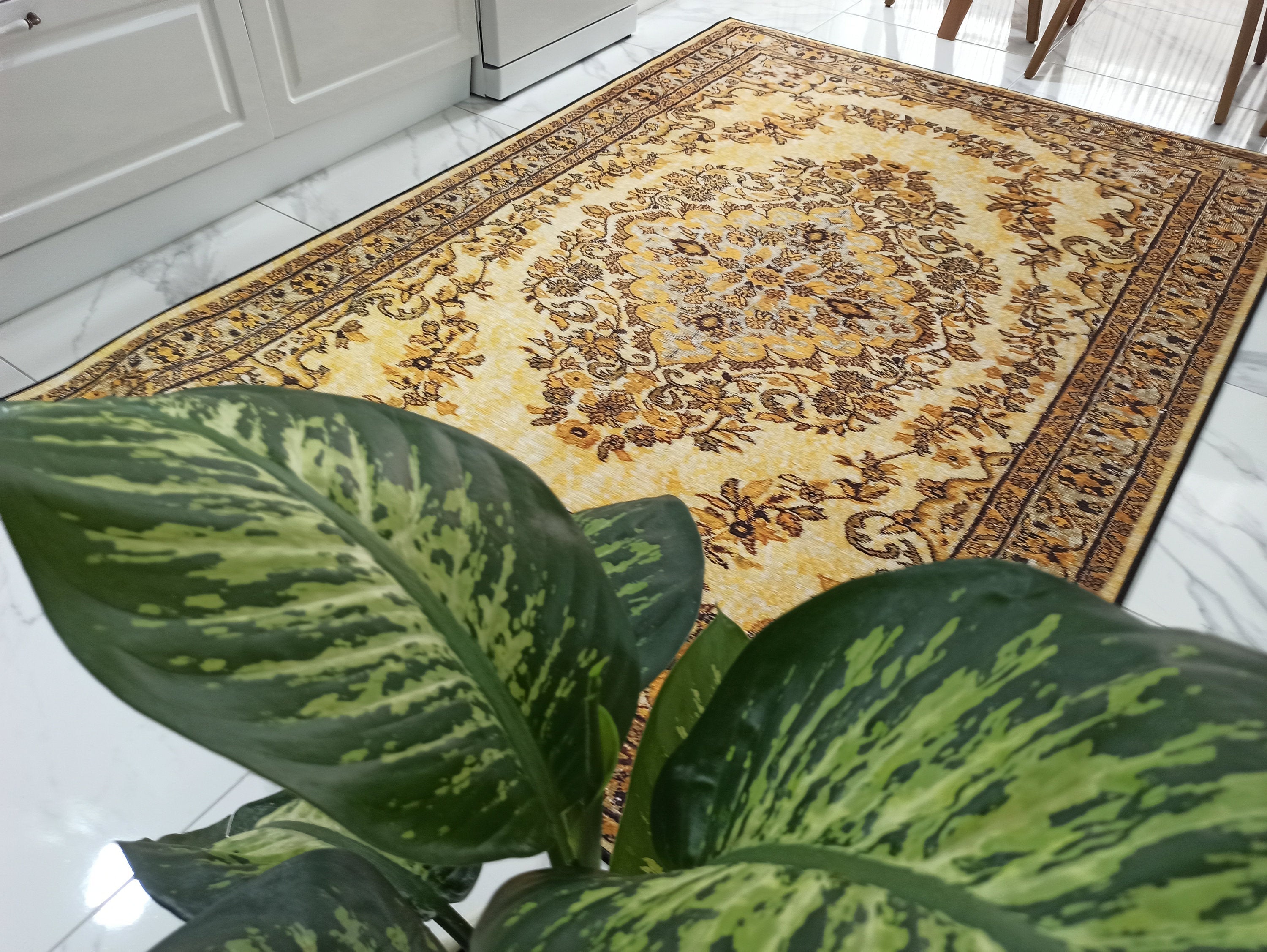 Lydia Rug Turkish faded yellow &amp; Black Rug