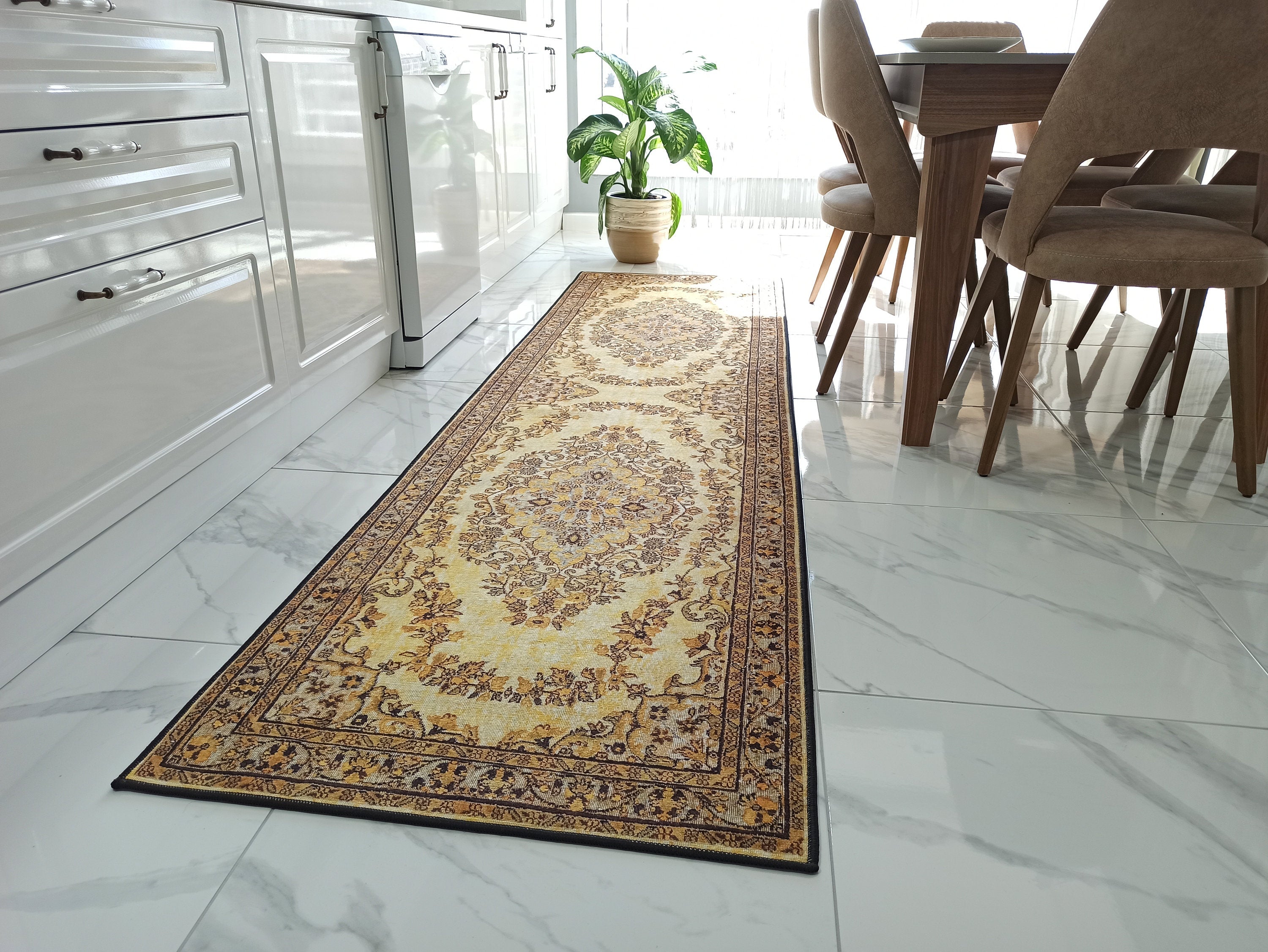 Lydia Rug Turkish faded yellow &amp; Black Rug