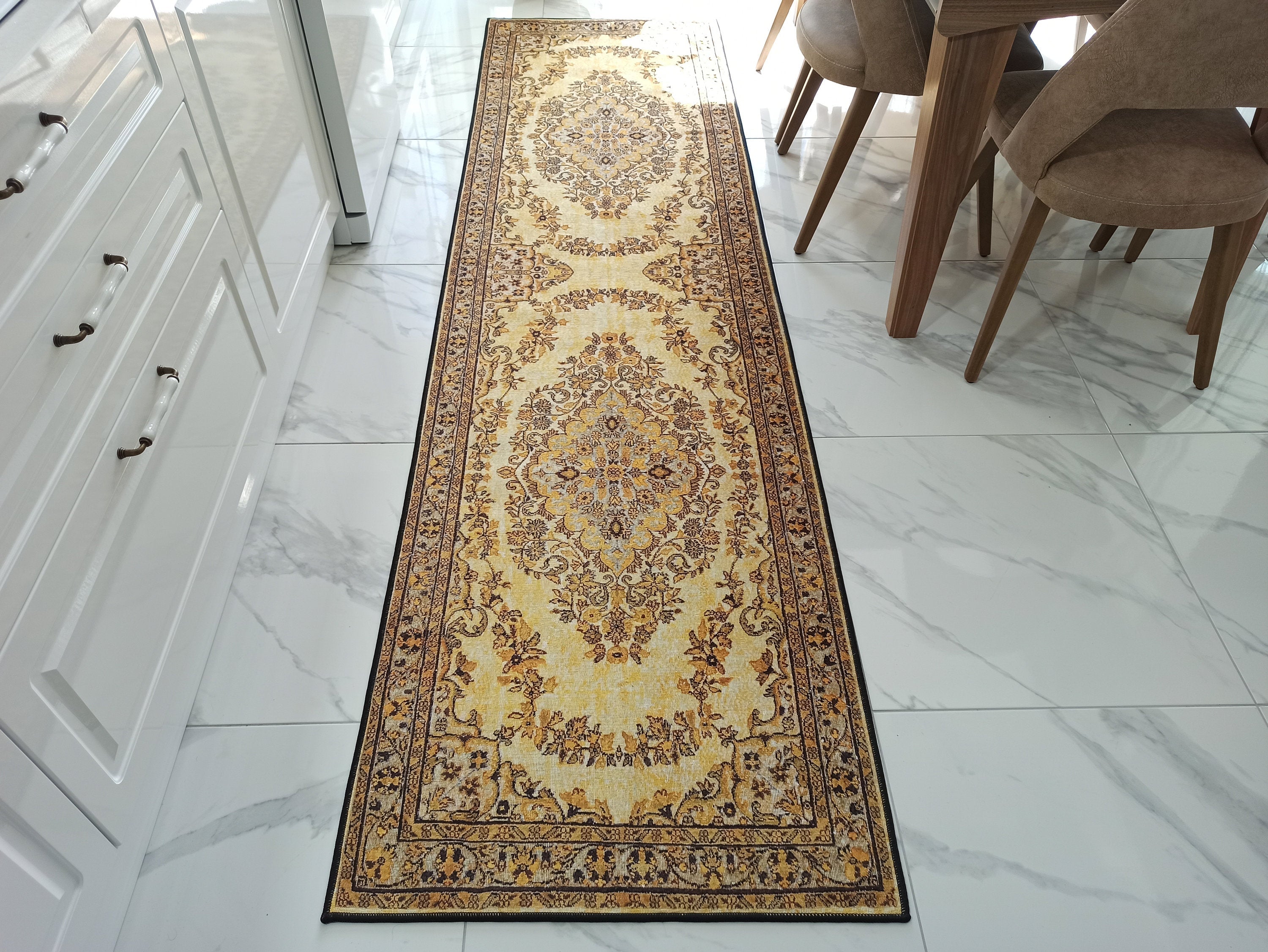 Lydia Rug Turkish faded yellow &amp; Black Rug