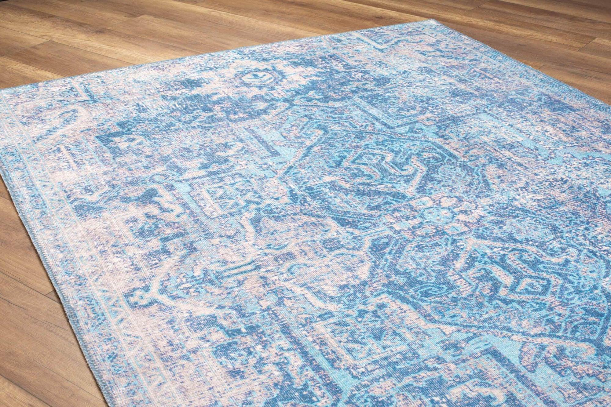 Mavera Blue &amp; Faded Turquoise Persian Rug