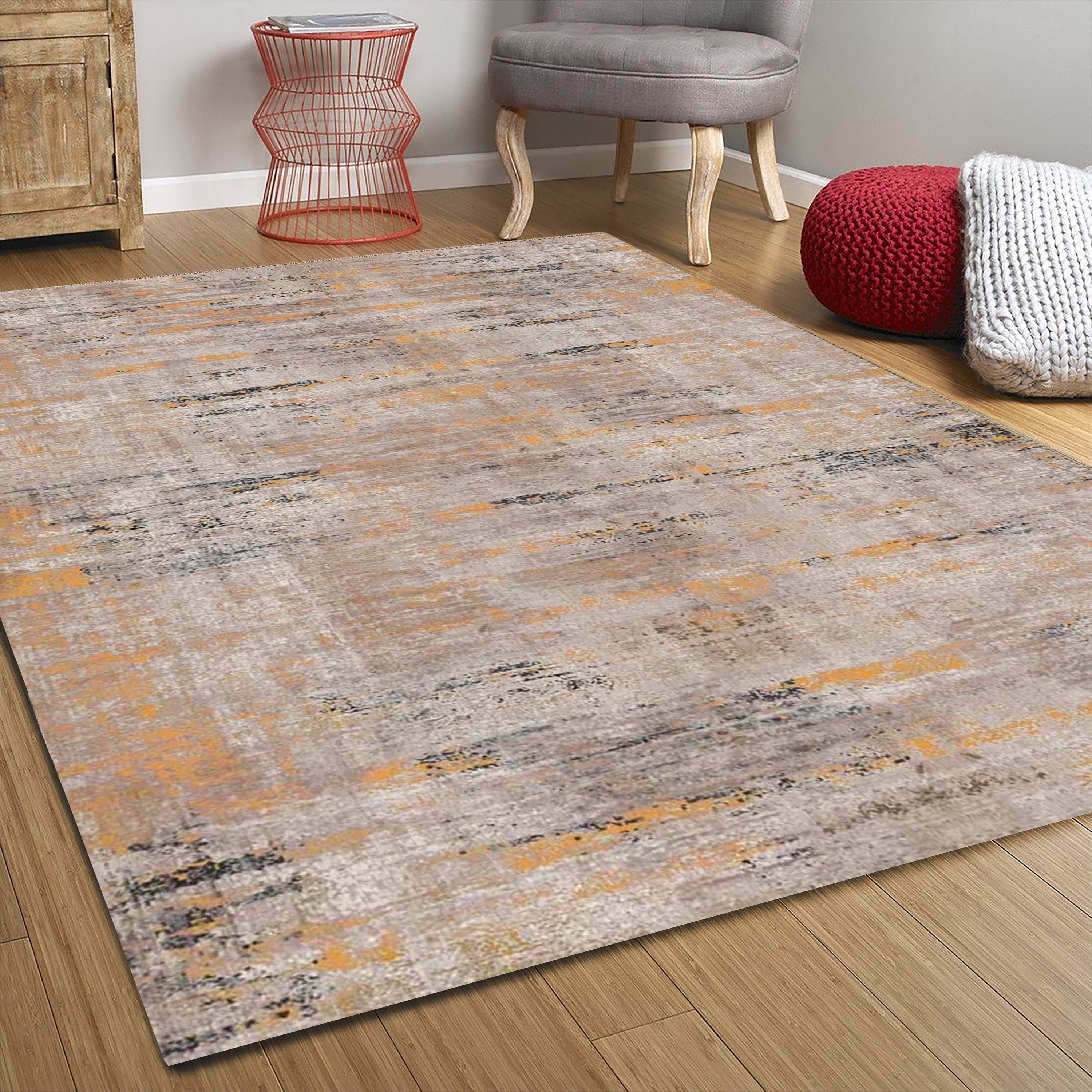 Mira Abstract Orange Beige Modern Rug