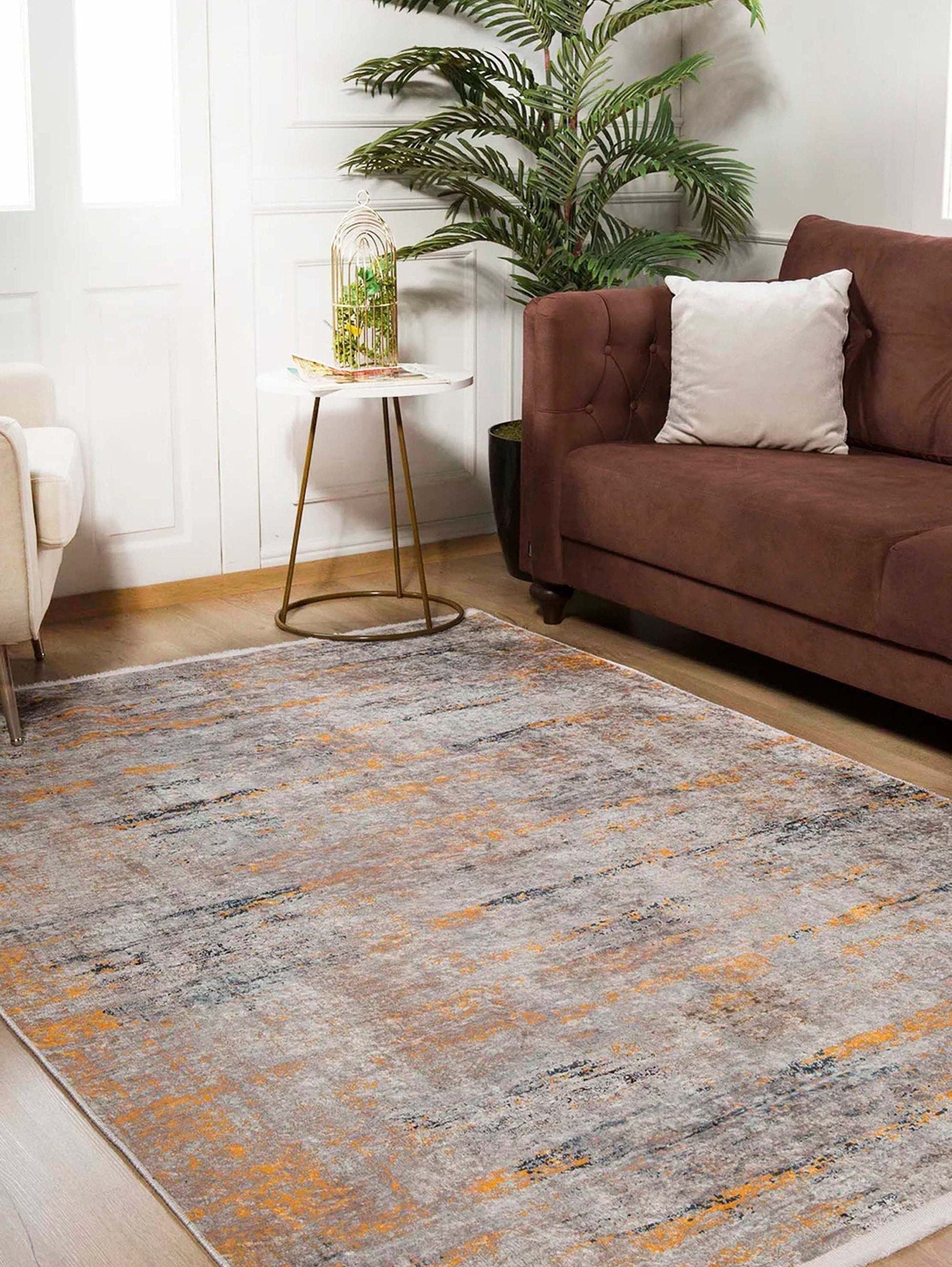 Mira Abstract Orange Beige Modern Rug