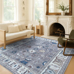 Naila Dark Gray Navy Blue Modern Oushak Rug