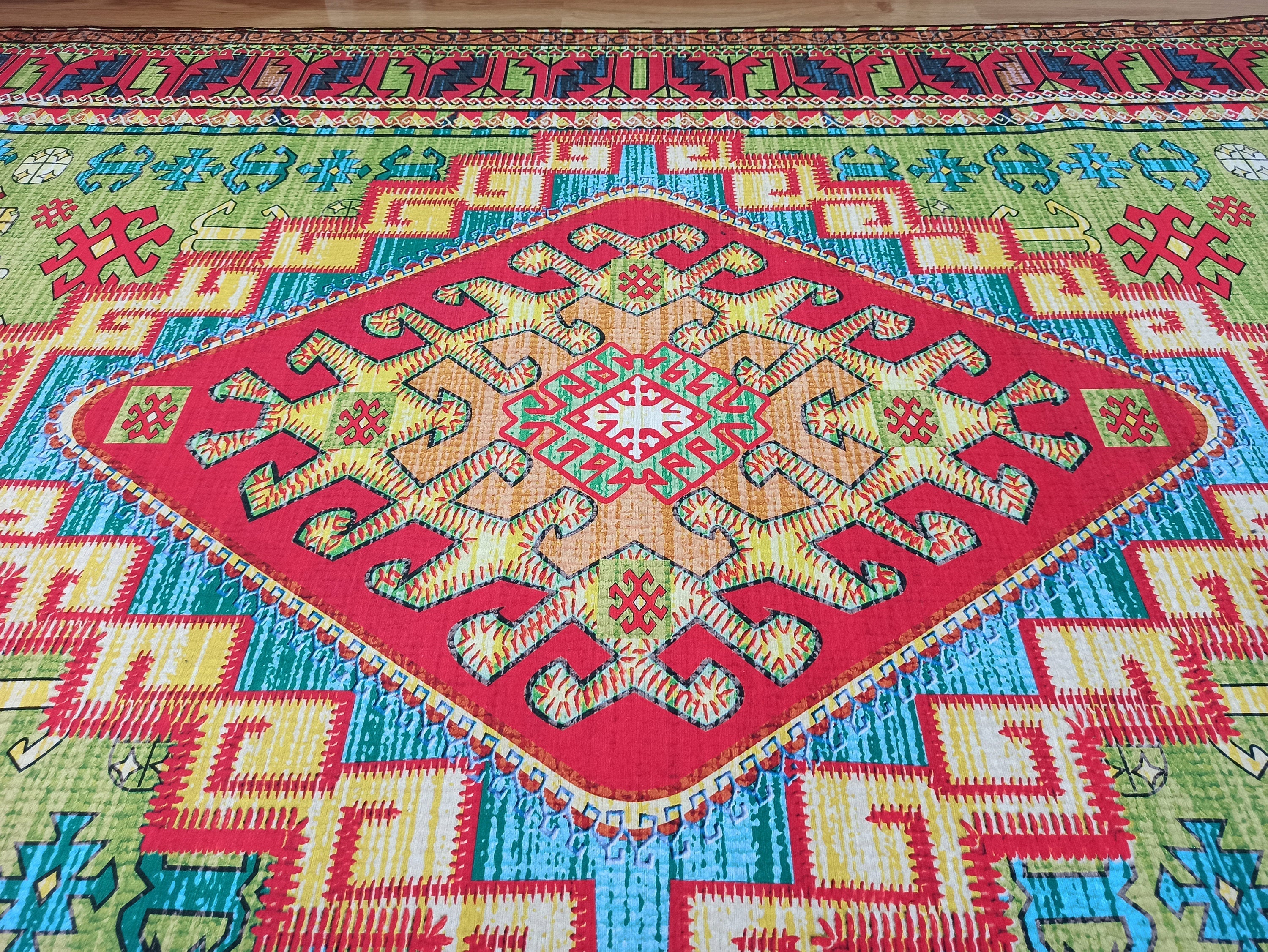 Nalan Rug Oriental Colorful Green Red Rug
