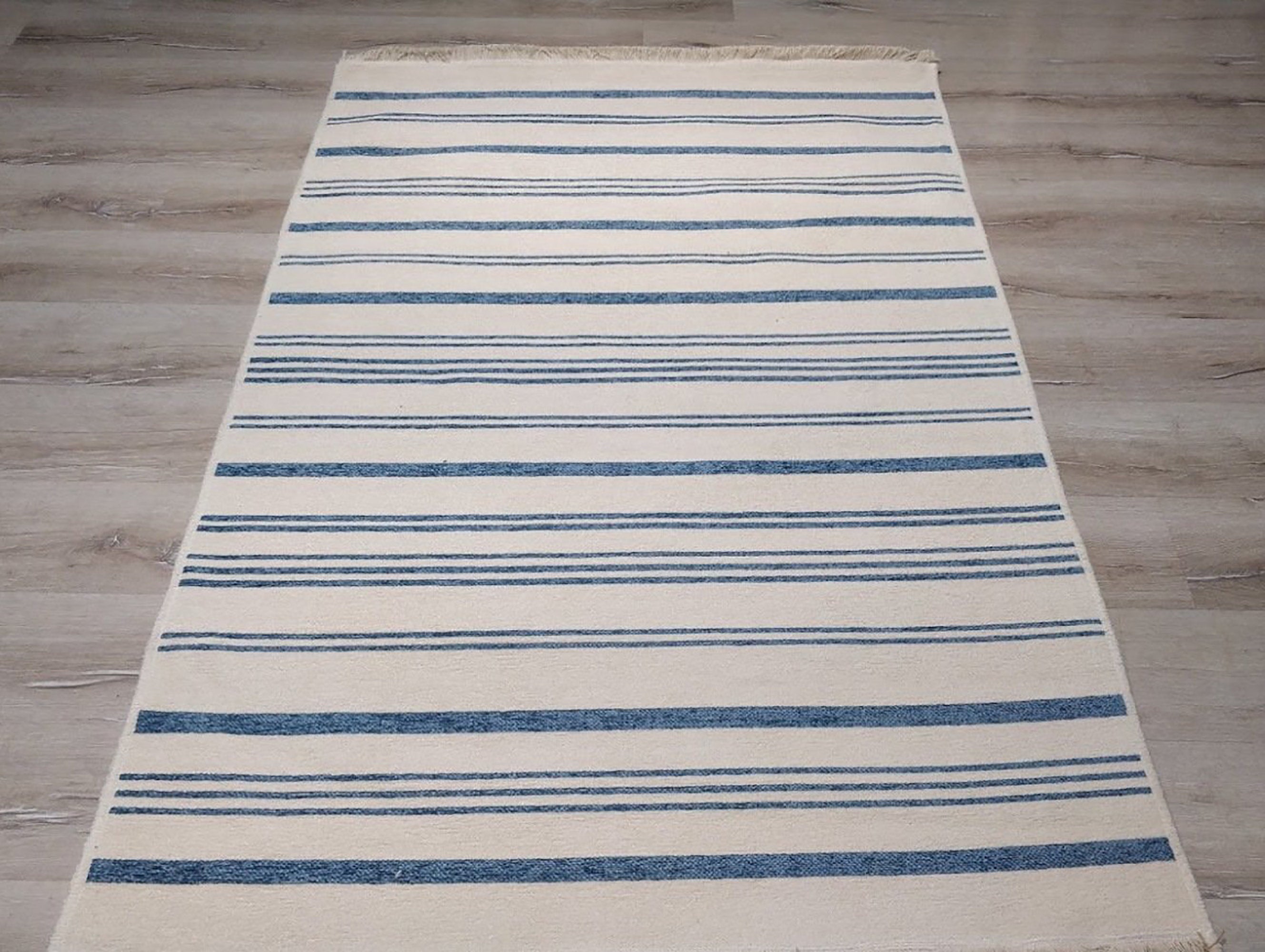 Nama Reversible Kilim Pastel Blue Neutral White Rug