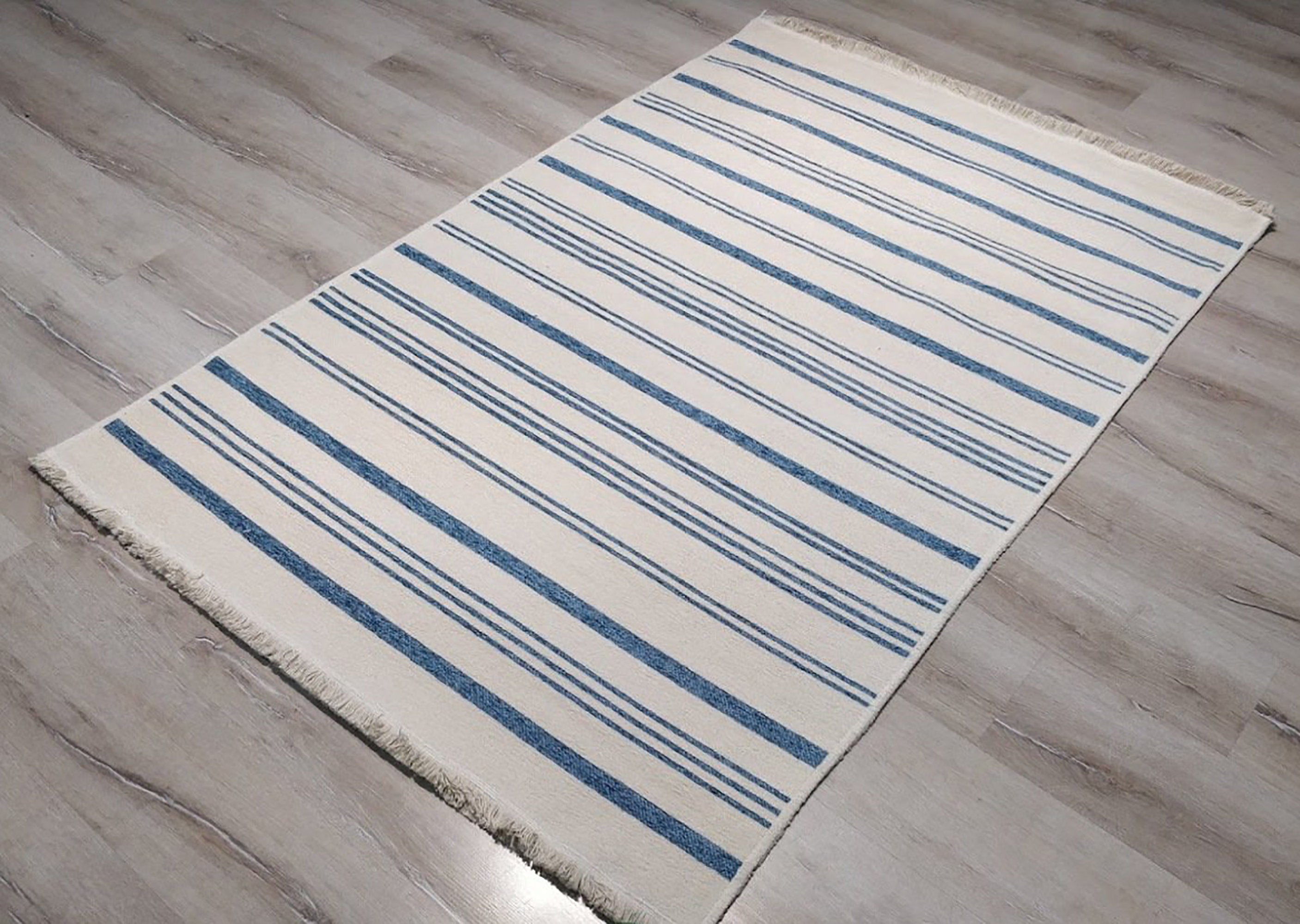 Nama Reversible Kilim Pastel Blue Neutral White Rug