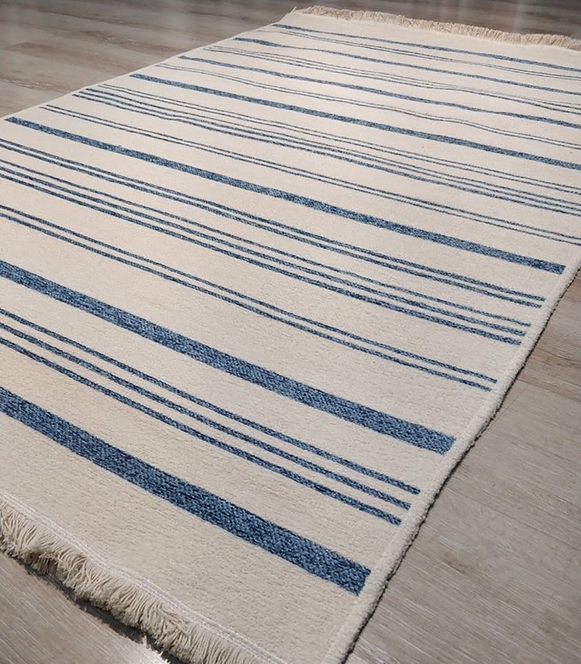 Nama Reversible Kilim Pastel Blue Neutral White Rug