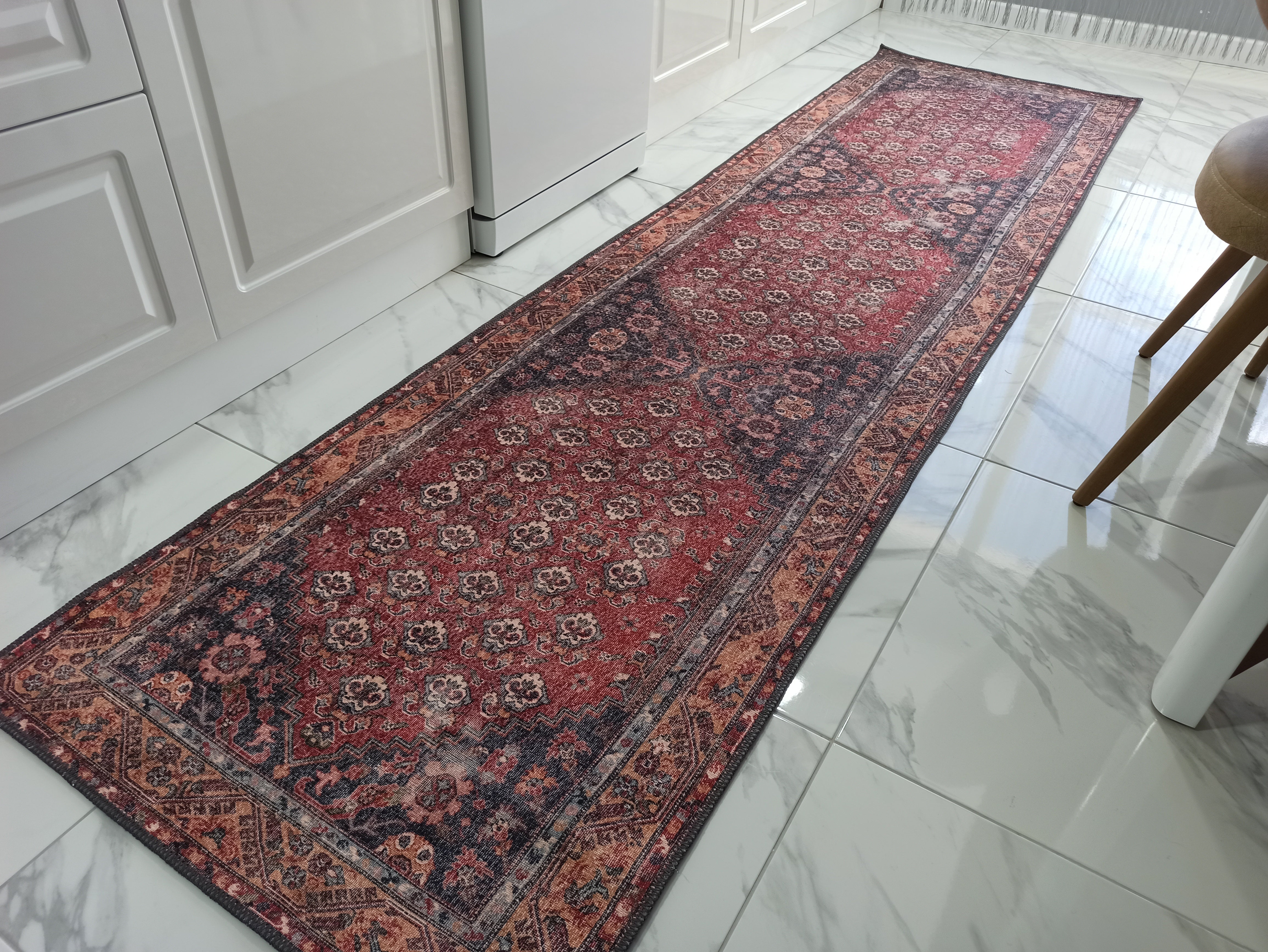 Nara Rug Turkish Red Orange Gray Rug