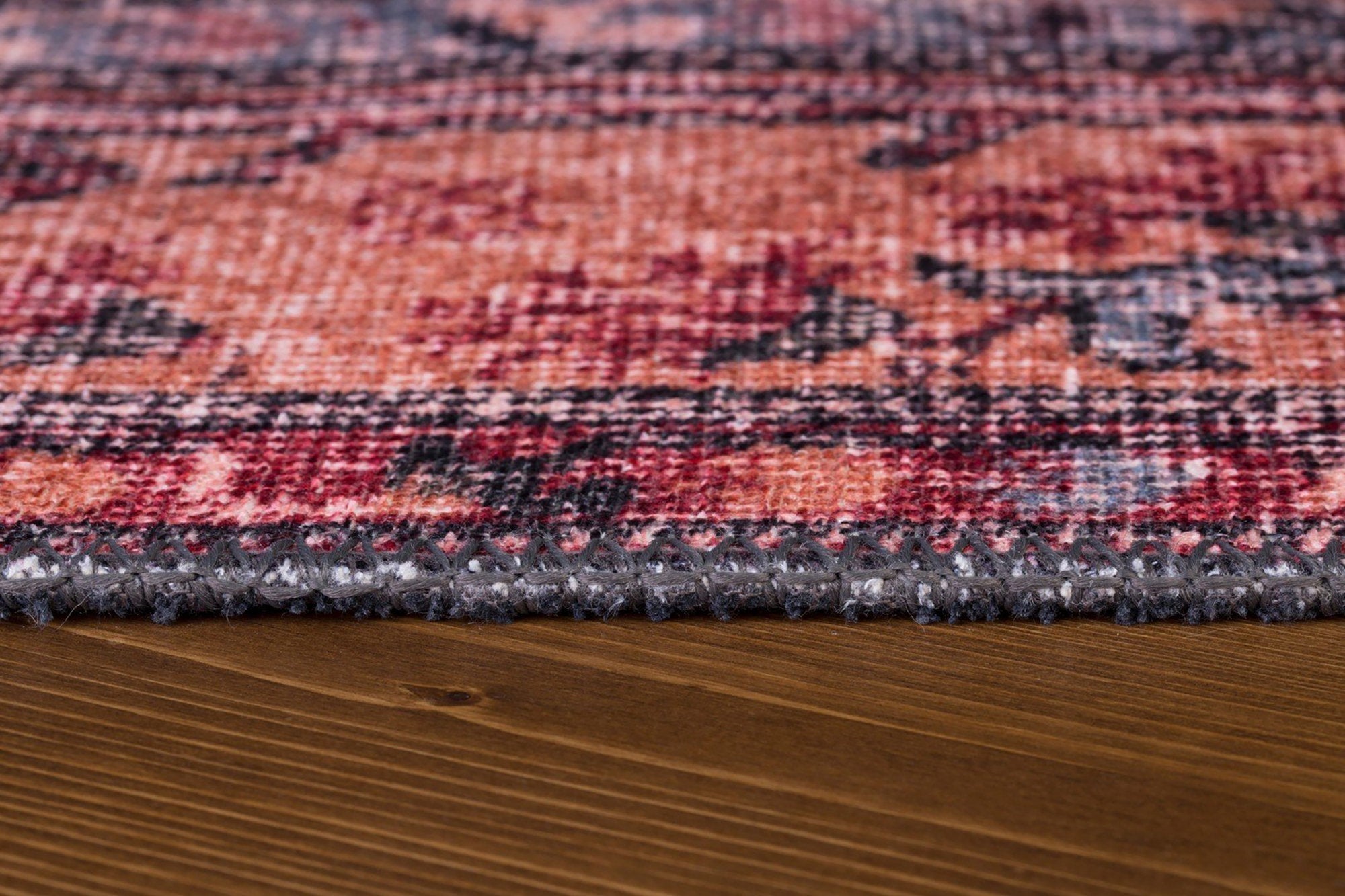 Nara Rug Turkish Red Orange Gray Rug