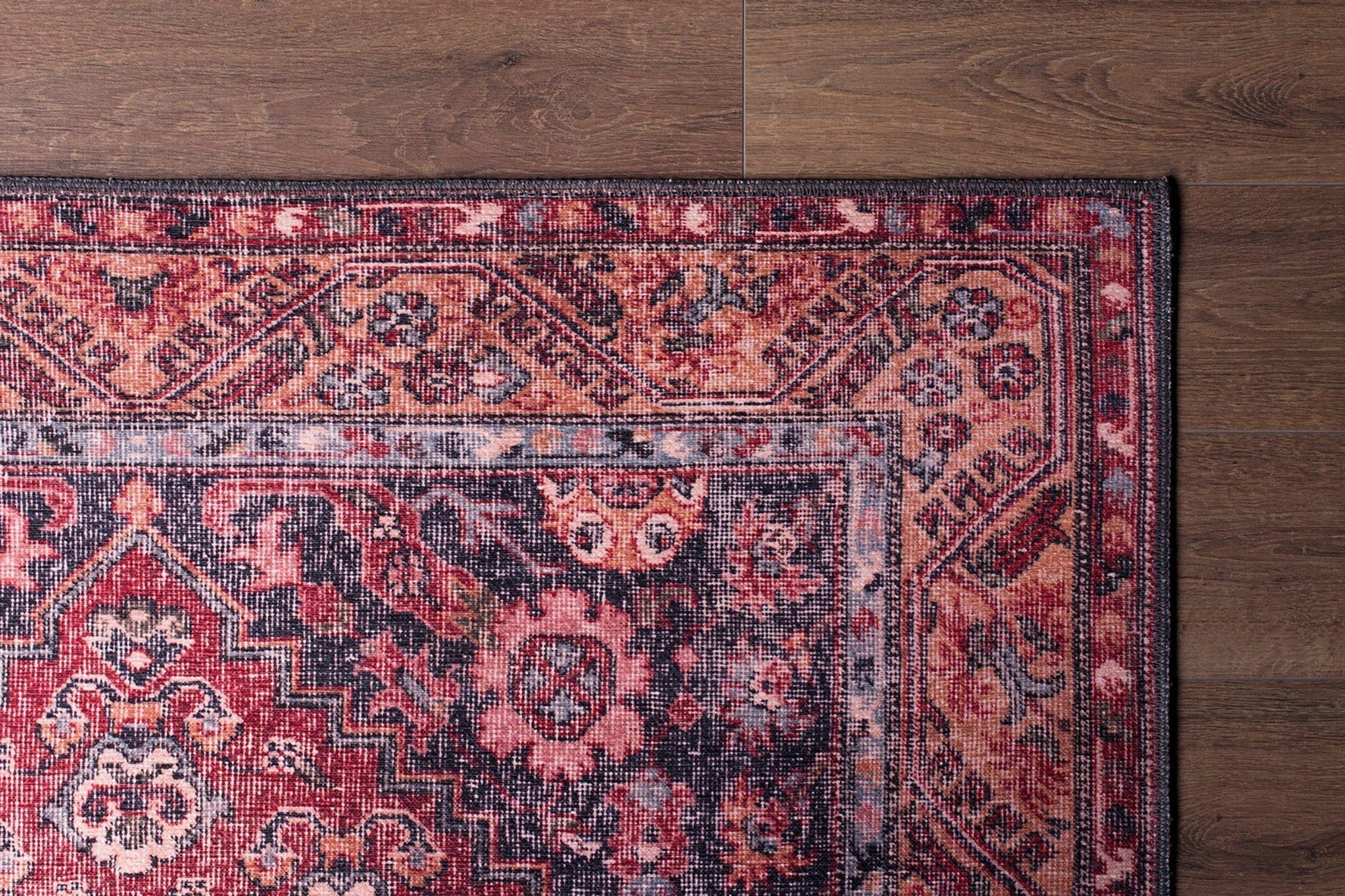Nara Rug Turkish Red Orange Gray Rug
