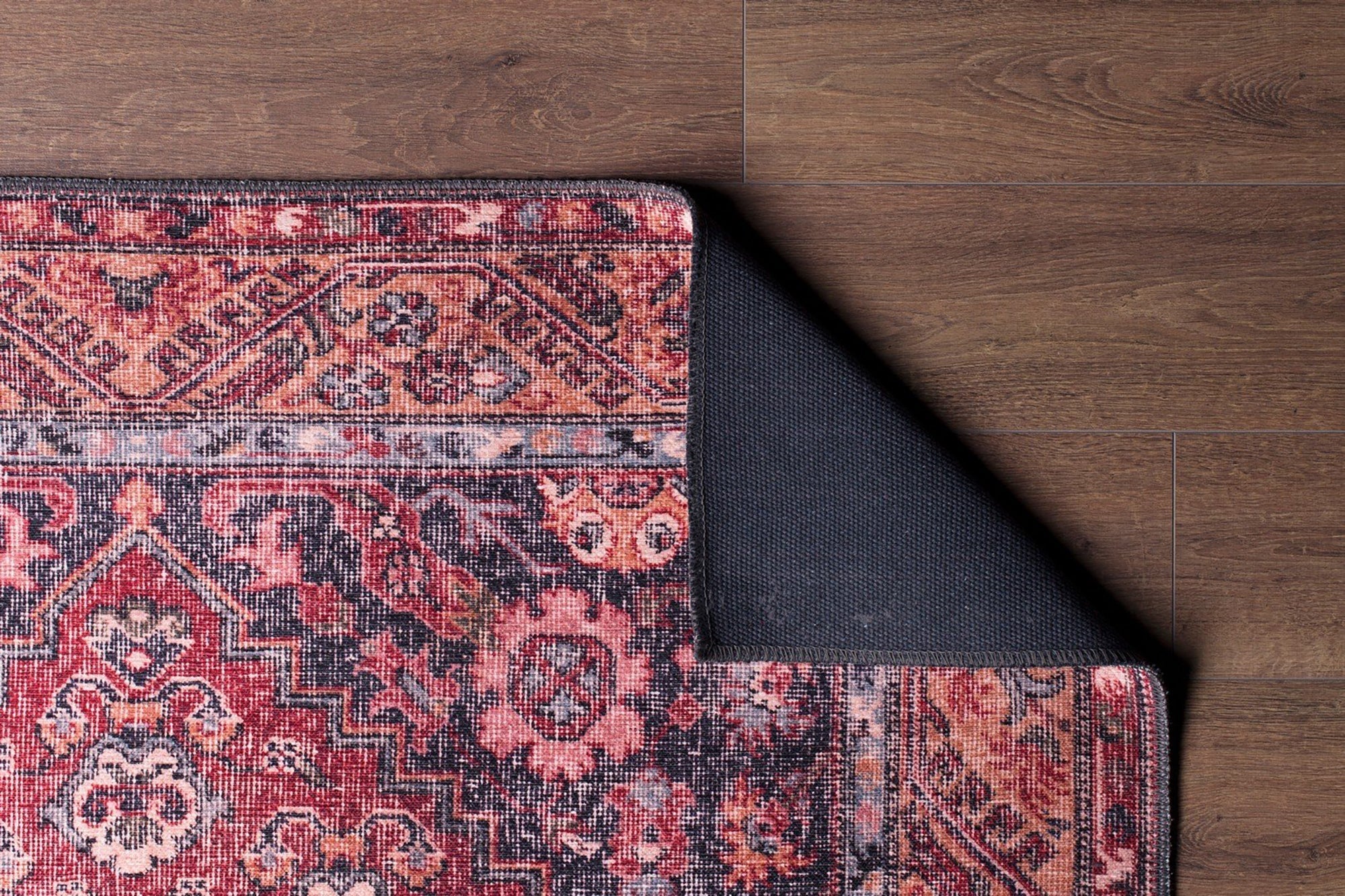 Nara Rug Turkish Red Orange Gray Rug