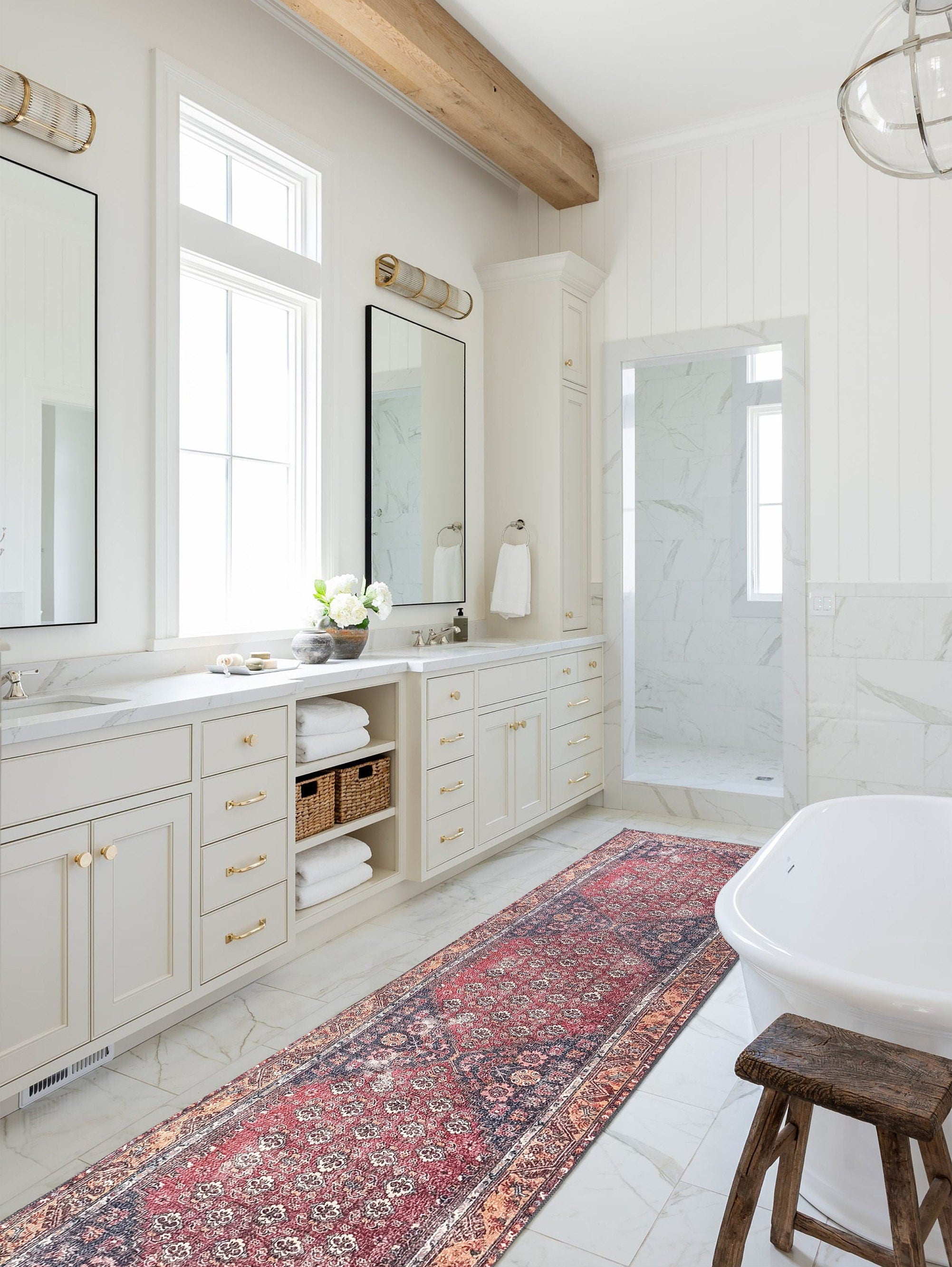 Nara Rug Turkish Red Orange Gray Rug