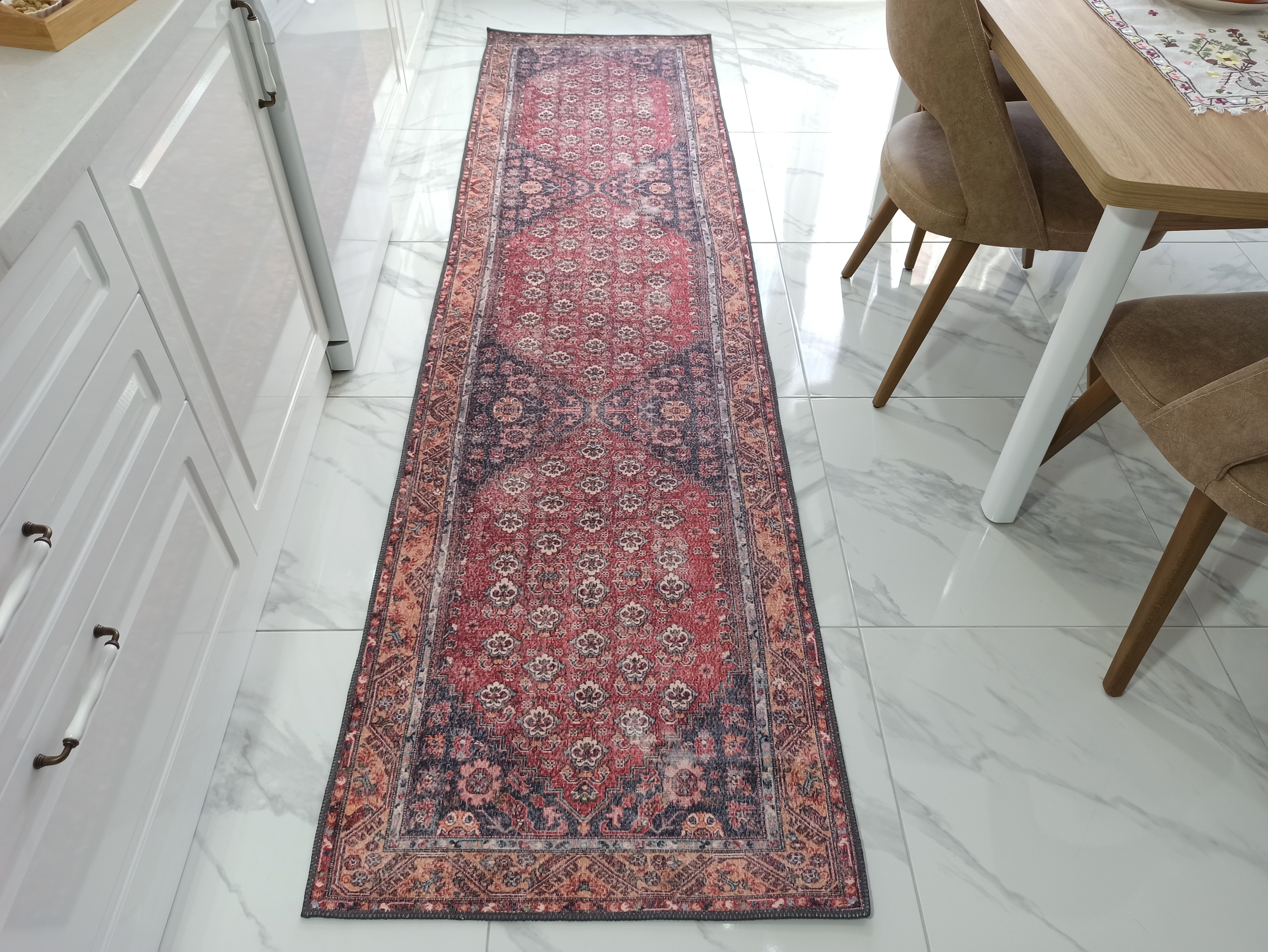 Nara Rug Turkish Red Orange Gray Rug