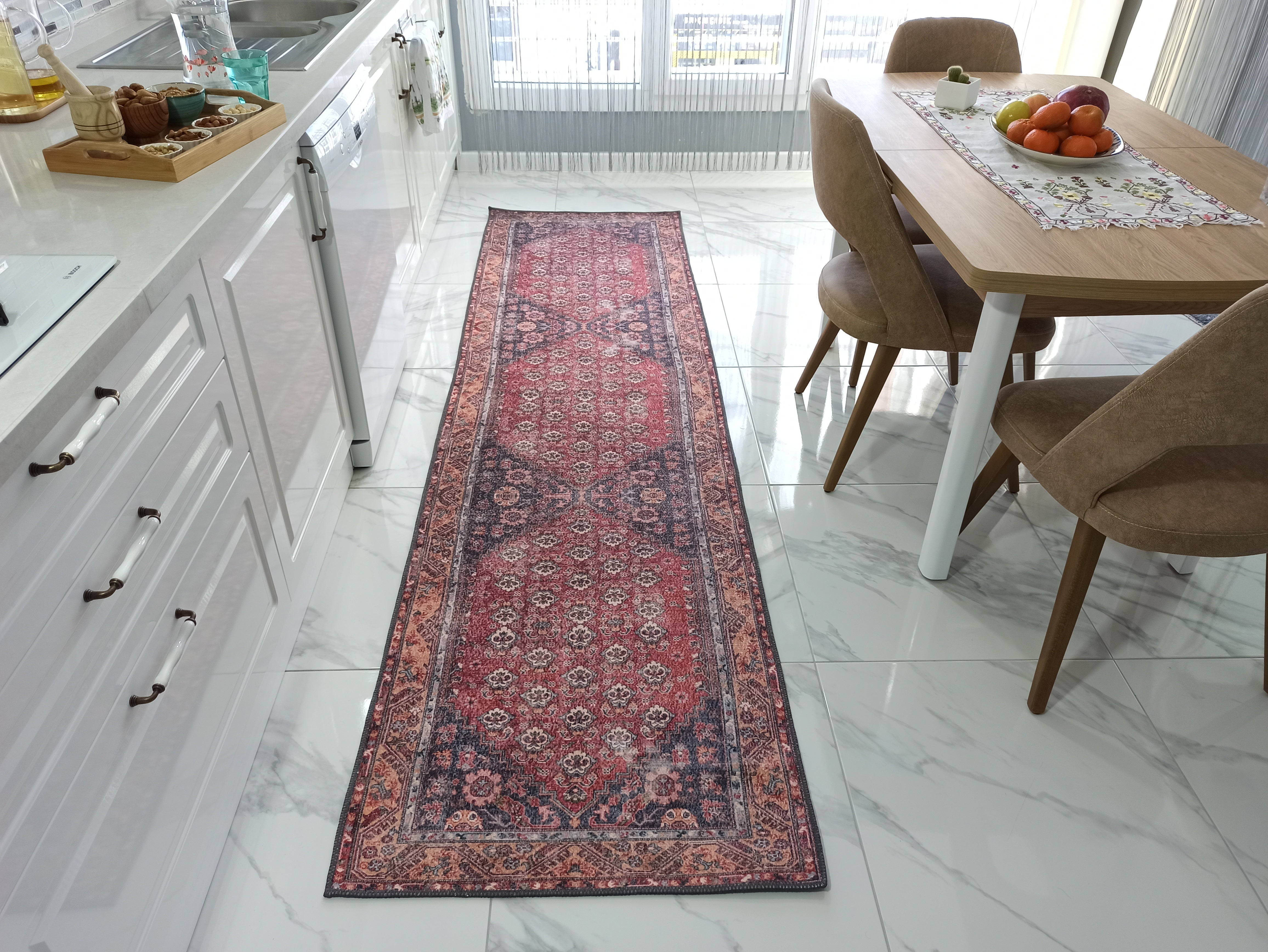 Nara Rug Turkish Red Orange Gray Rug