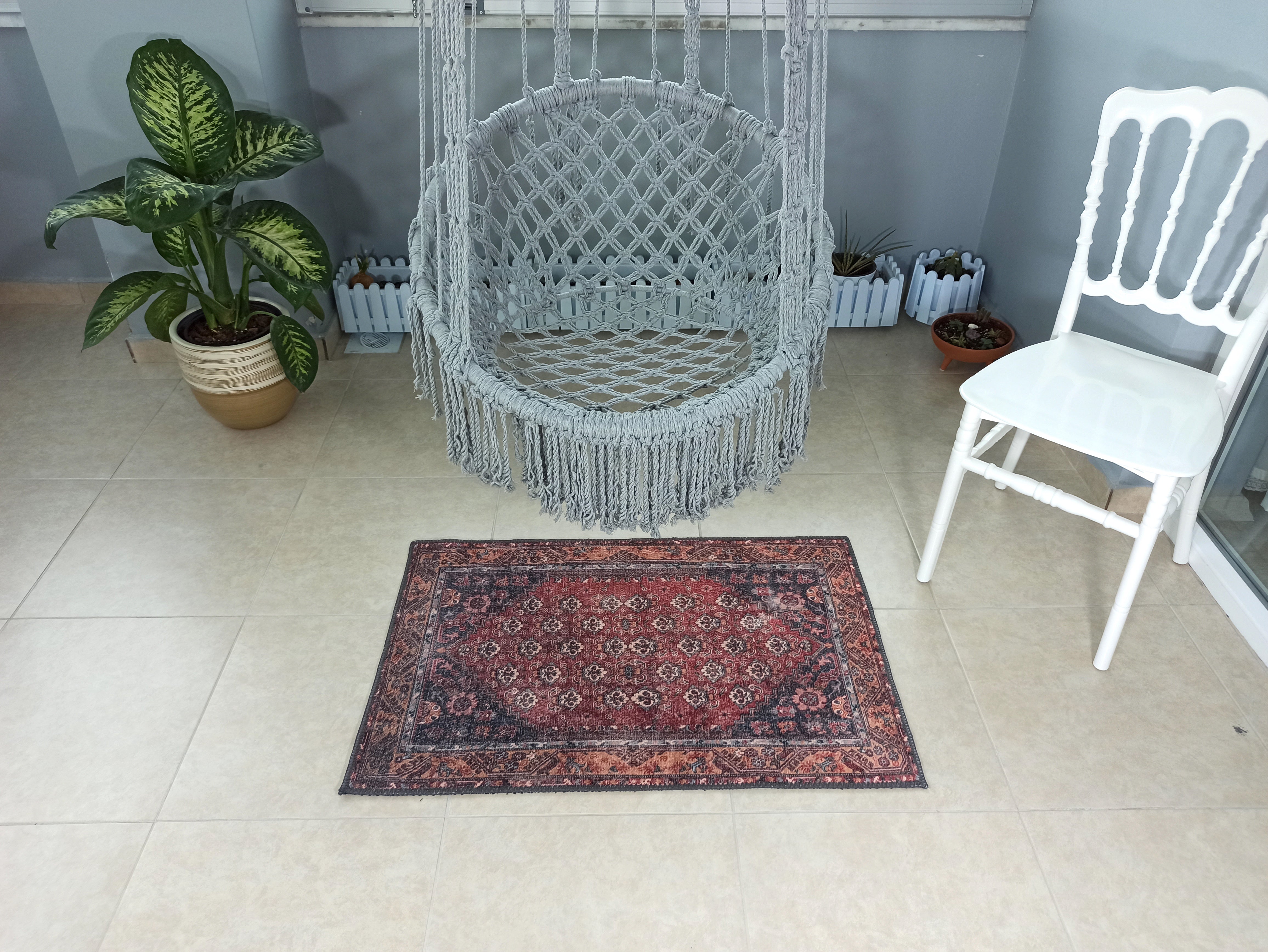 Nara Rug Turkish Red Orange Gray Rug