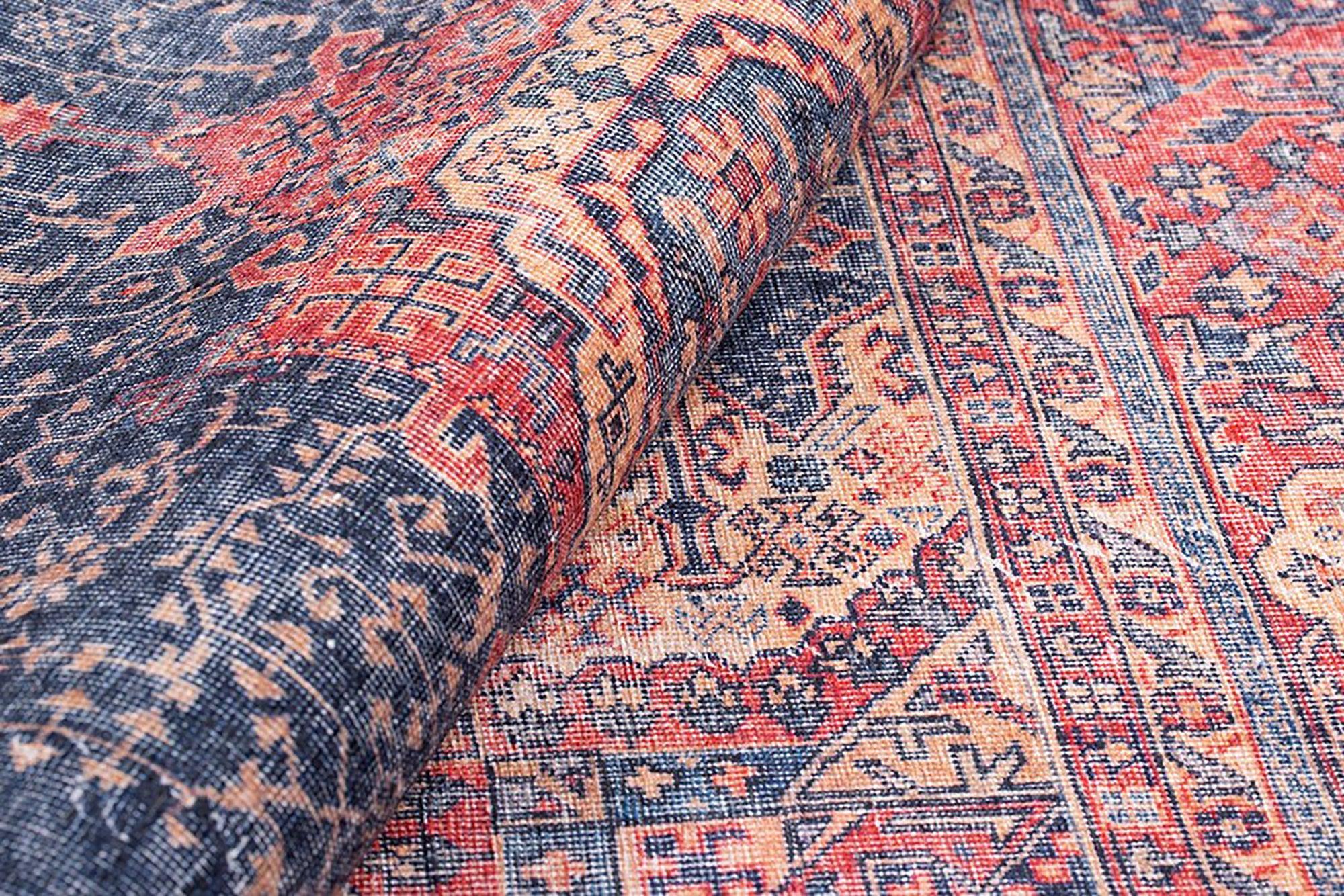 Nargan Rug Persian Navy Blue Red Rug