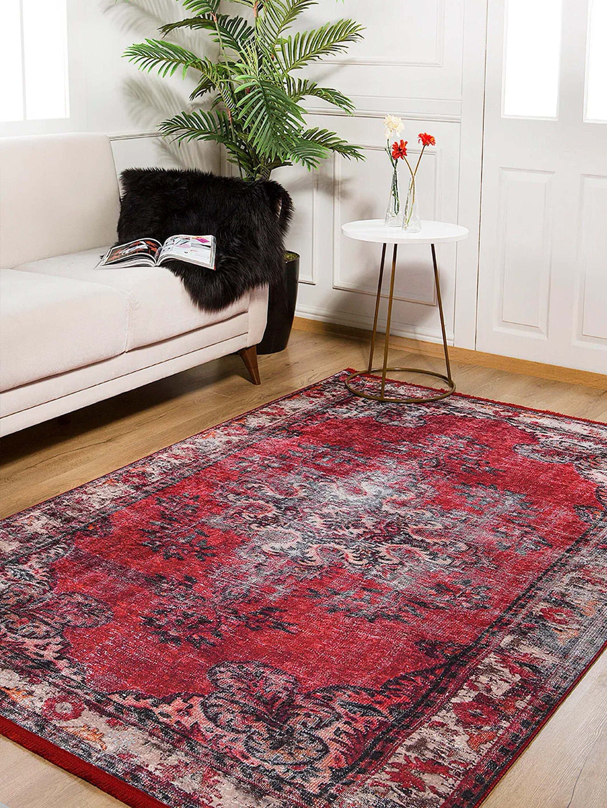 Nasma Turkish Distressed Red Rug