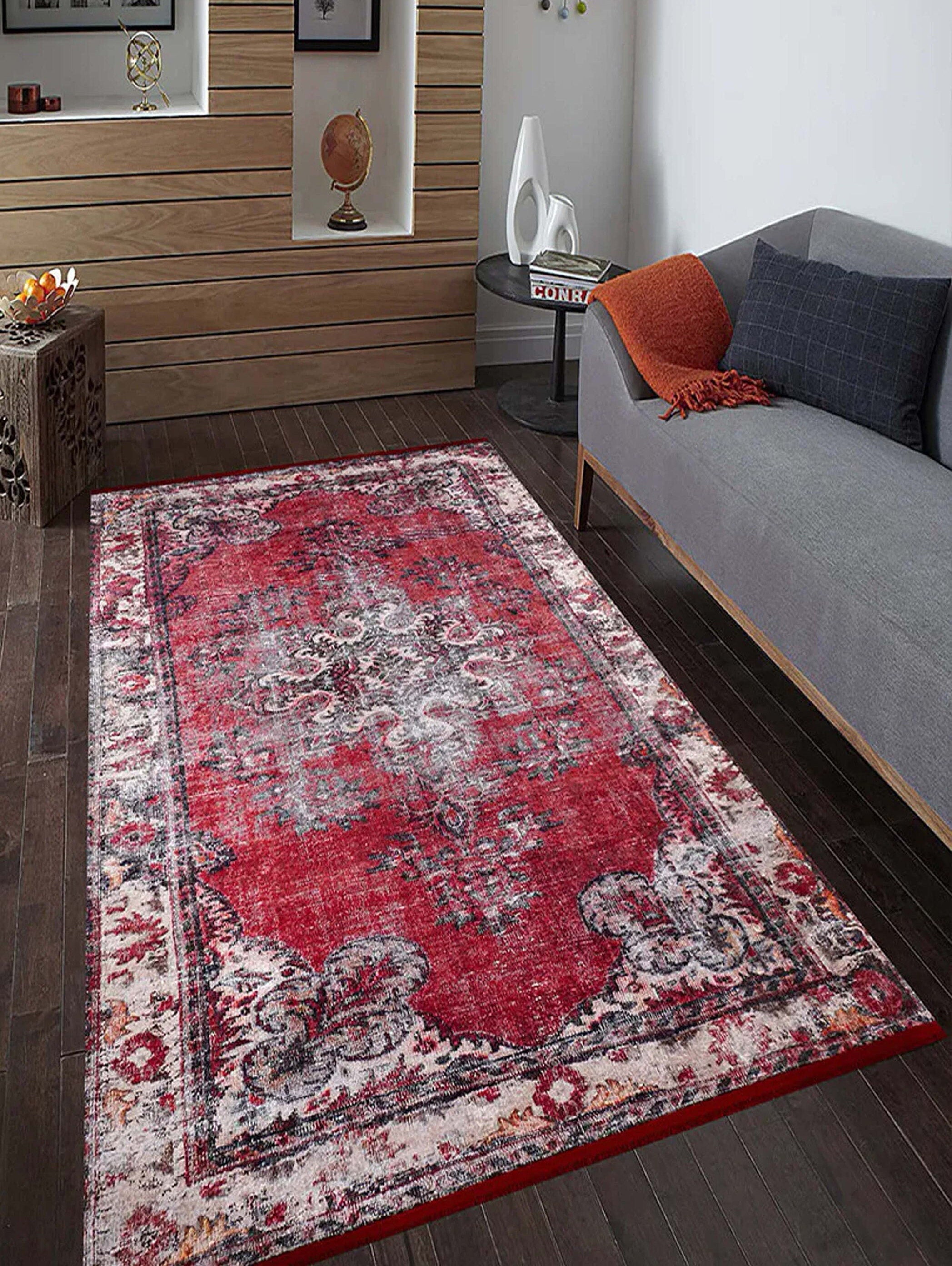 Nasma Turkish Distressed Red Rug