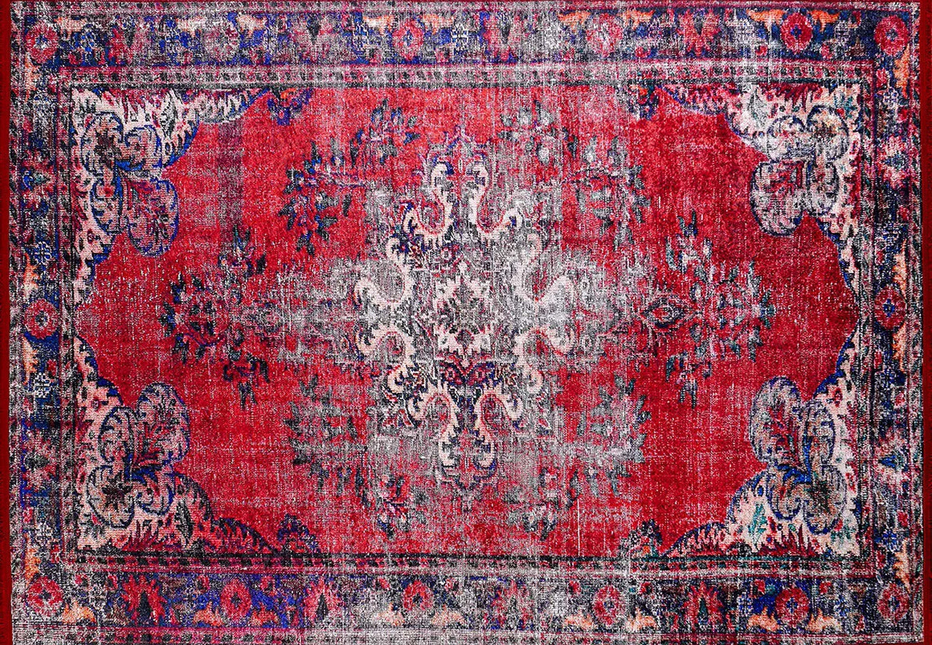Nasma Turkish Distressed Red Rug