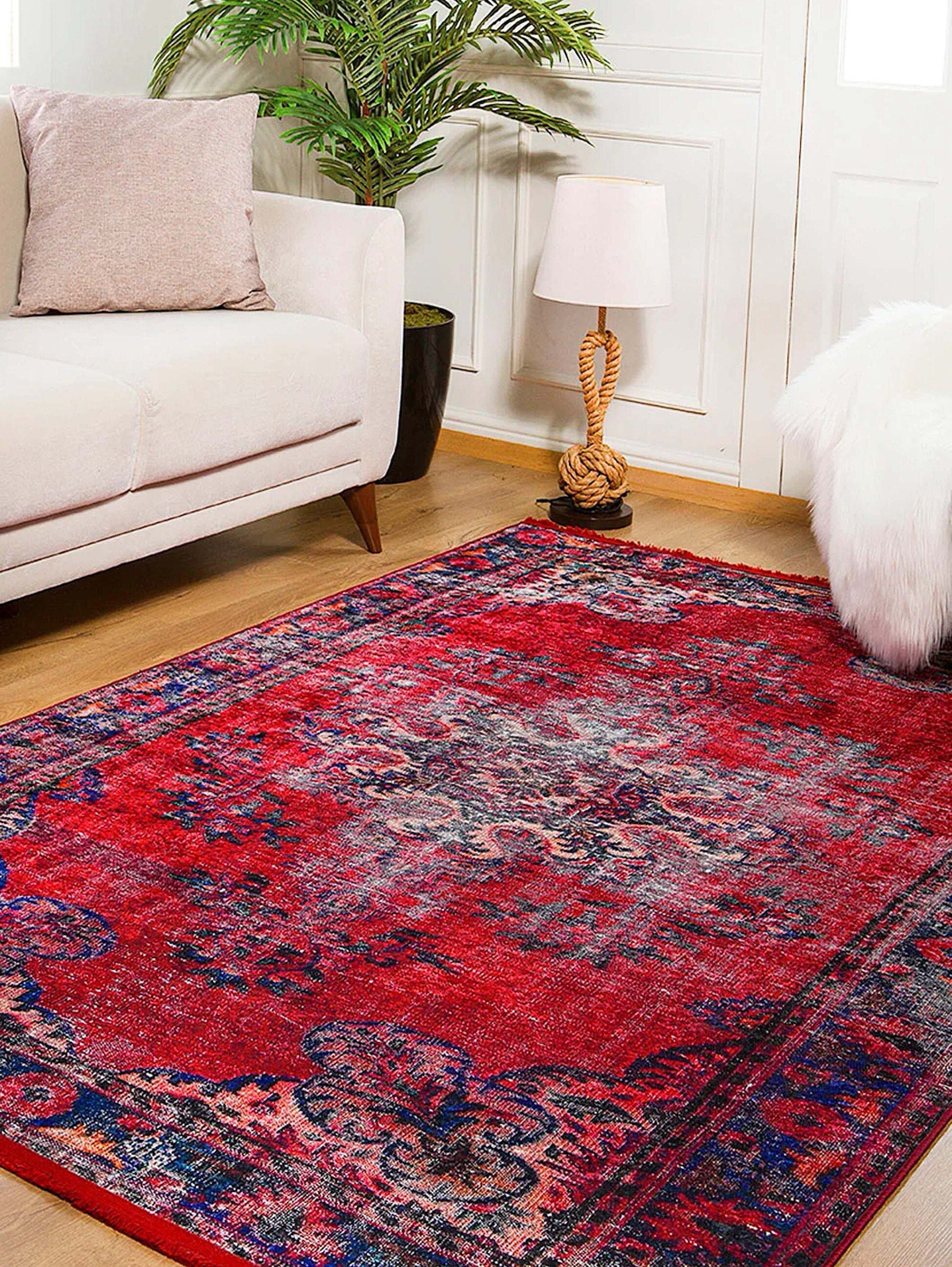 Nasma Turkish Distressed Red Rug