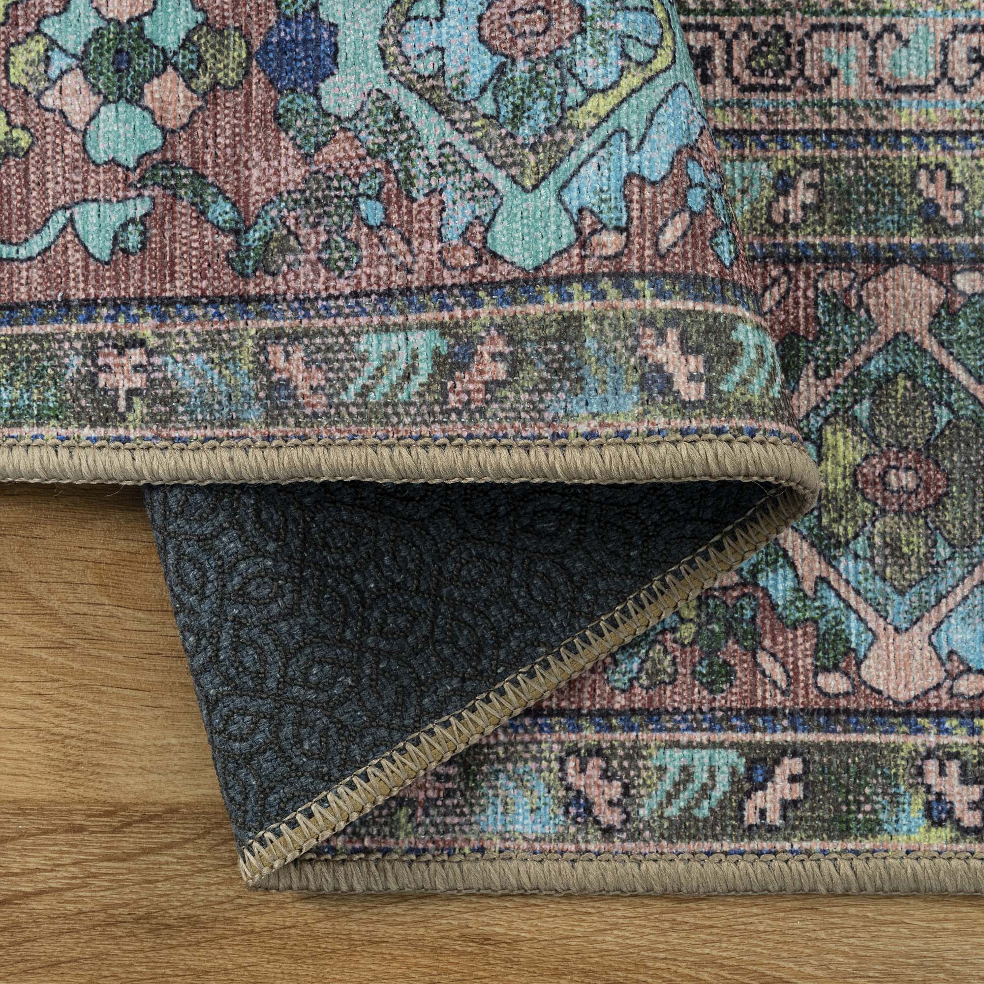 Navy Blue Boho Oushak Washable Rug