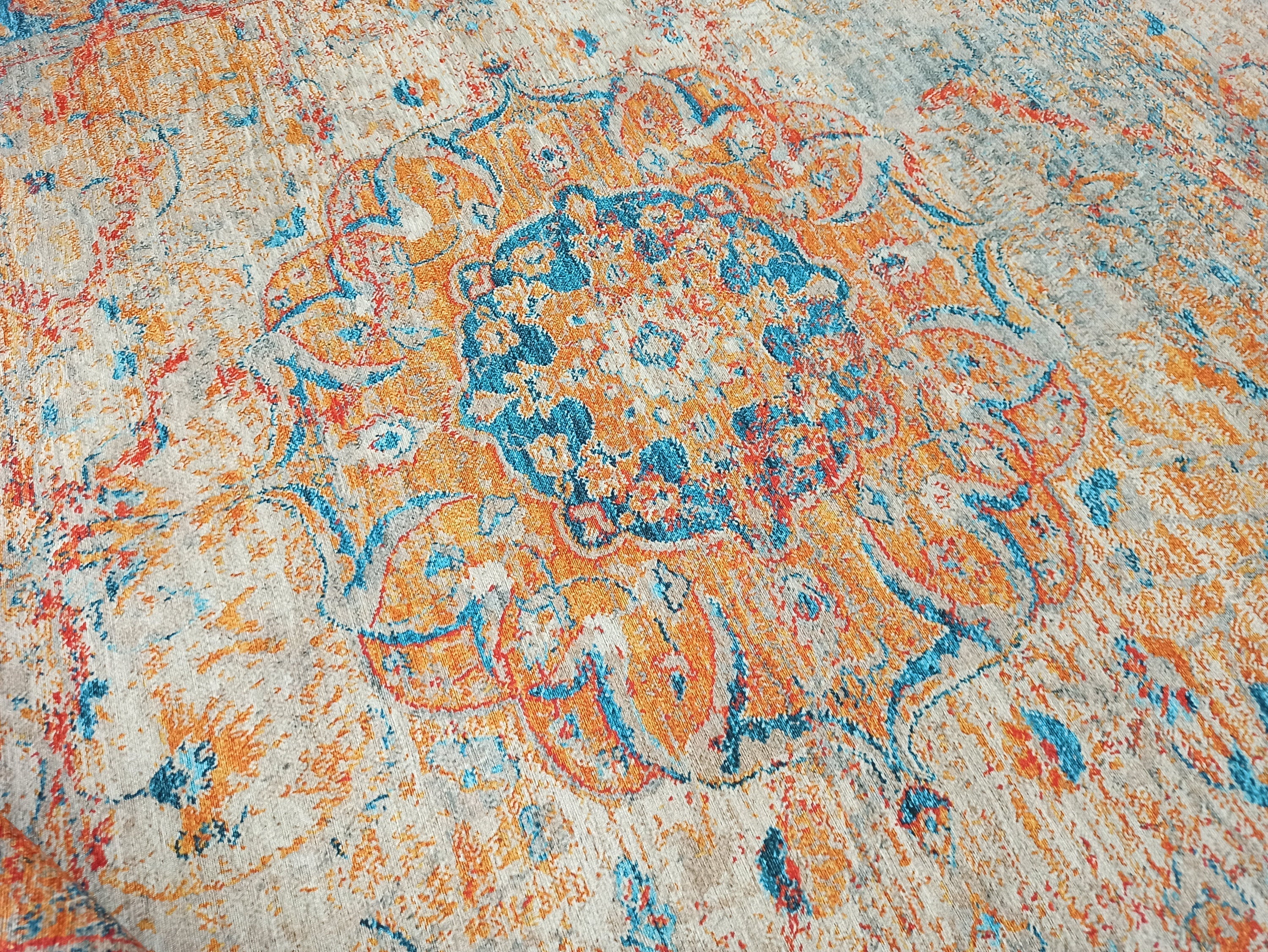 Neami Turkish Oriental Beige Orange Light Blue Rug
