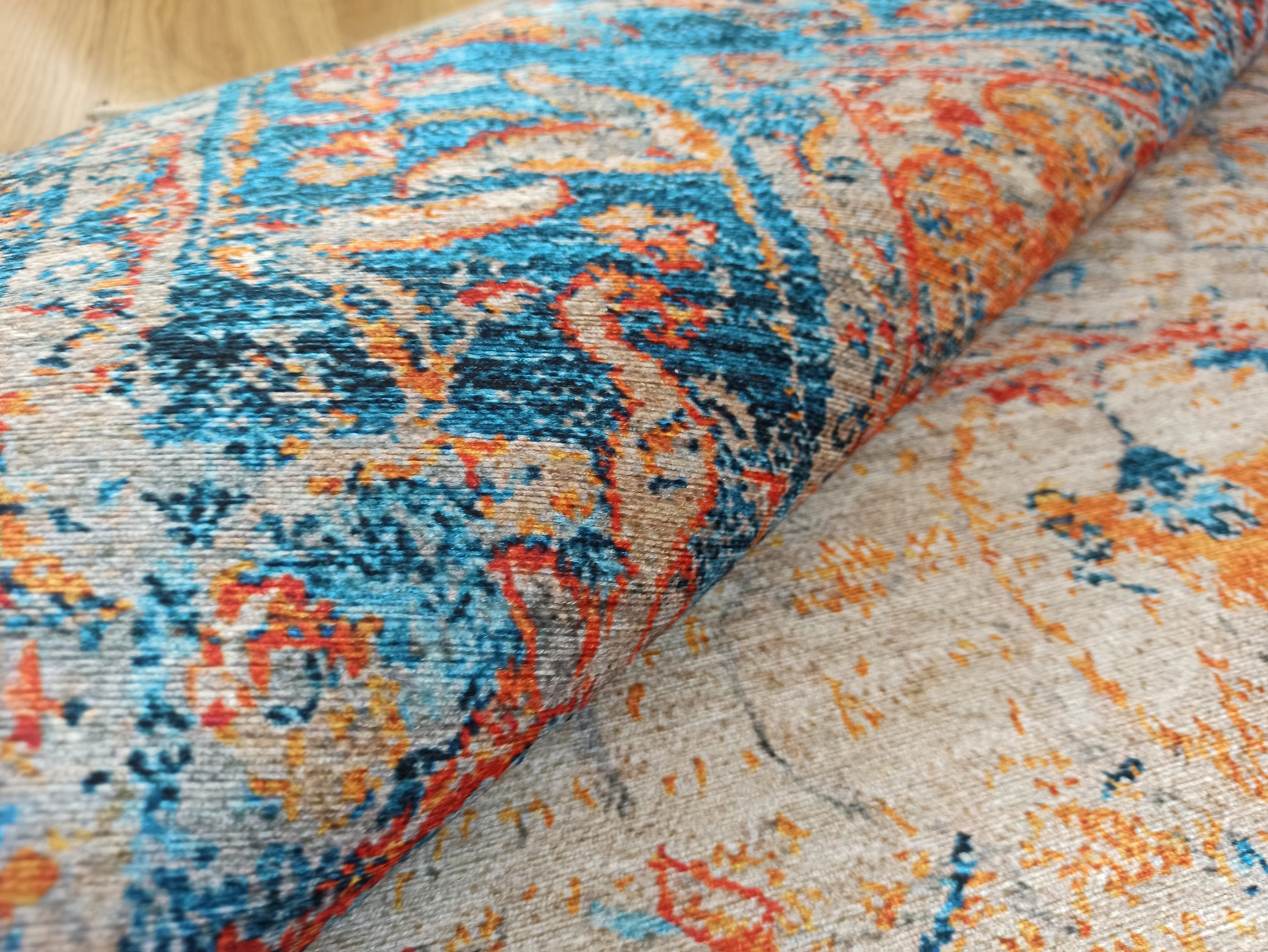 Neami Turkish Oriental Beige Orange Light Blue Rug