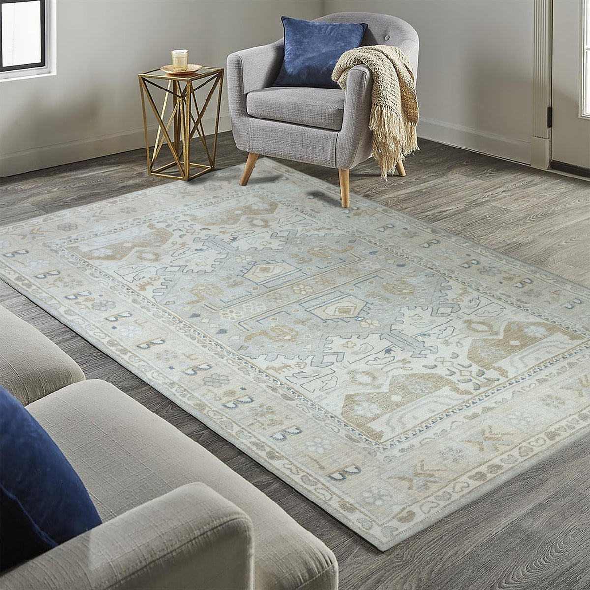 Atiya Neutral Earth Beige Vintage Turkish Rug – fame
