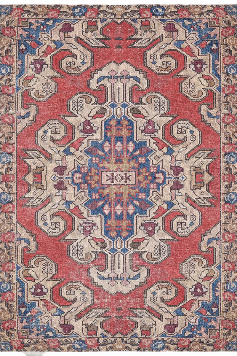 Noor Distressed Turkish Faded Red Rug – fame