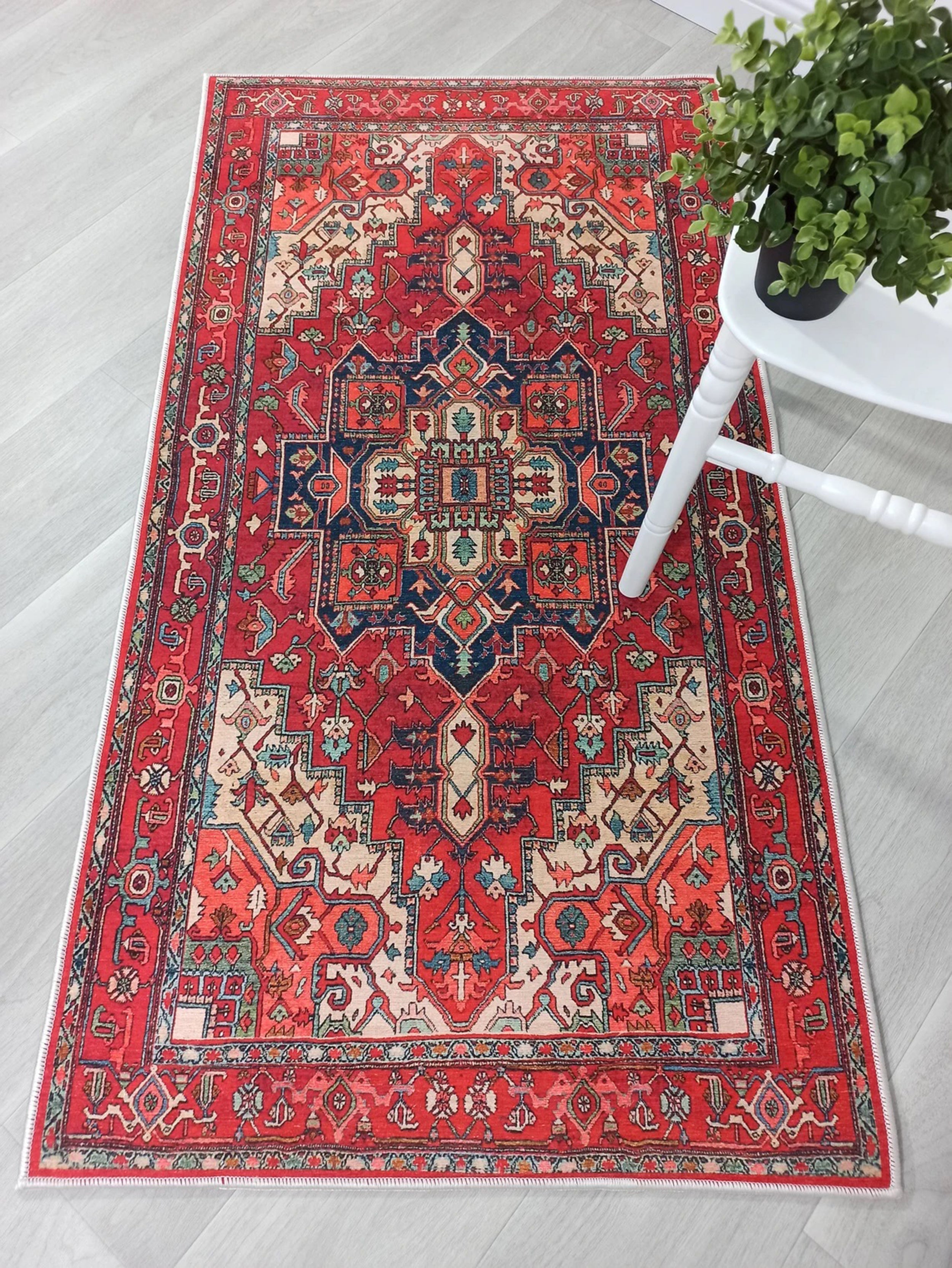Nuna Red Persian Coral Heriz Rug