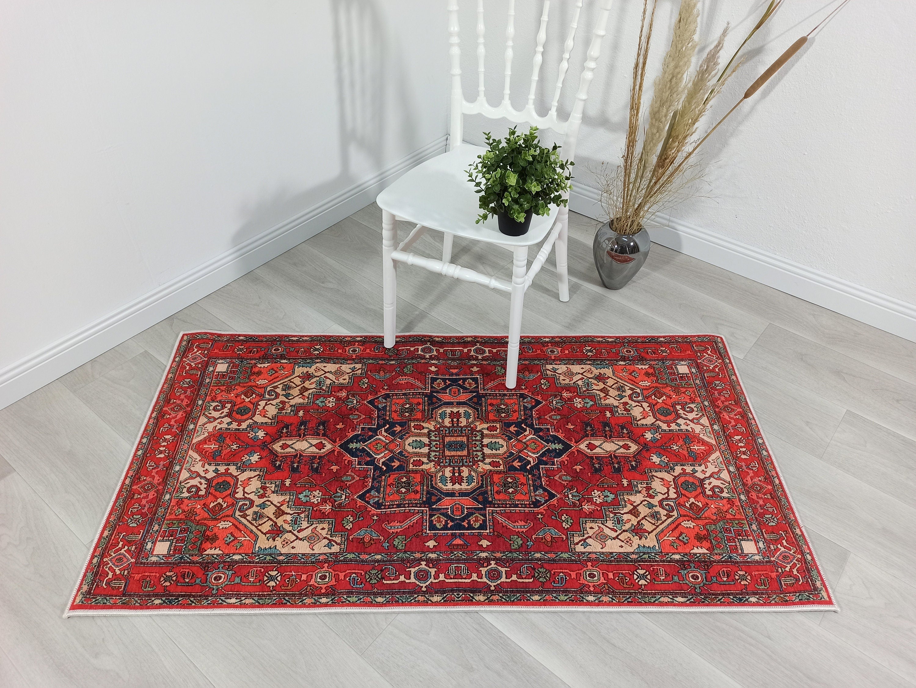 Nuna Red Persian Coral Heriz Rug