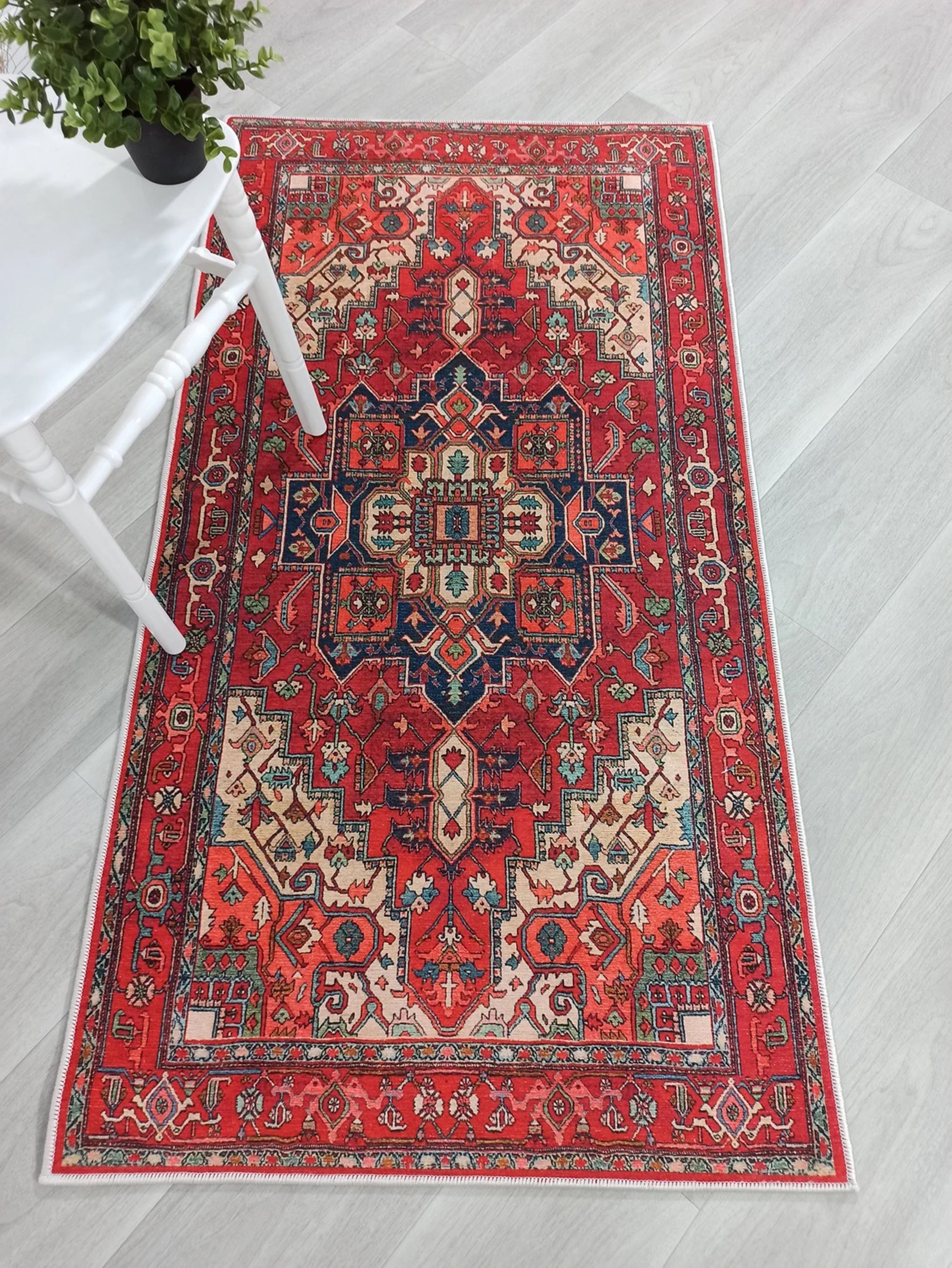 Nuna Red Persian Coral Heriz Rug