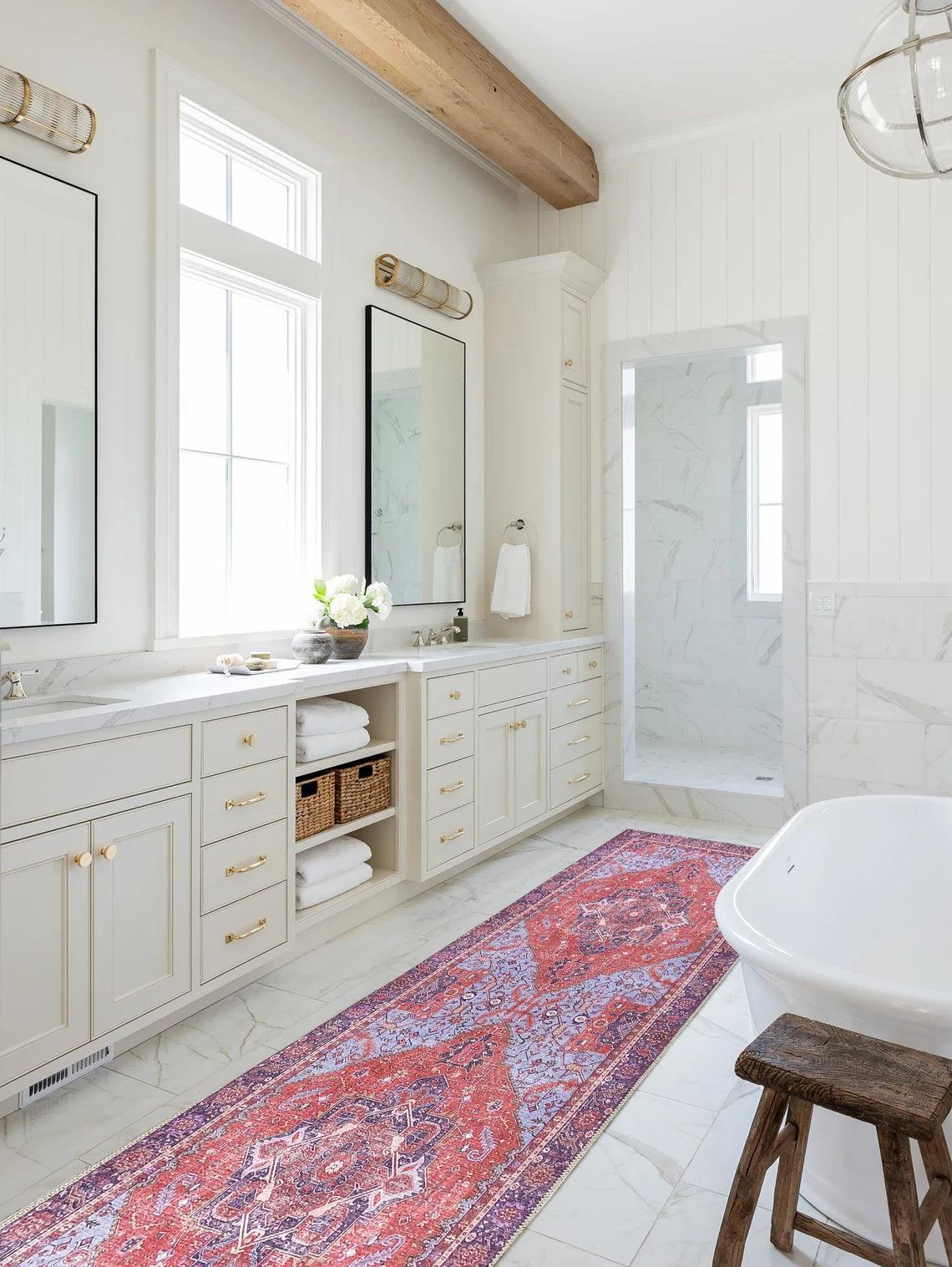 Ola Persian Heriz Red &amp; Blue Medallion Rug