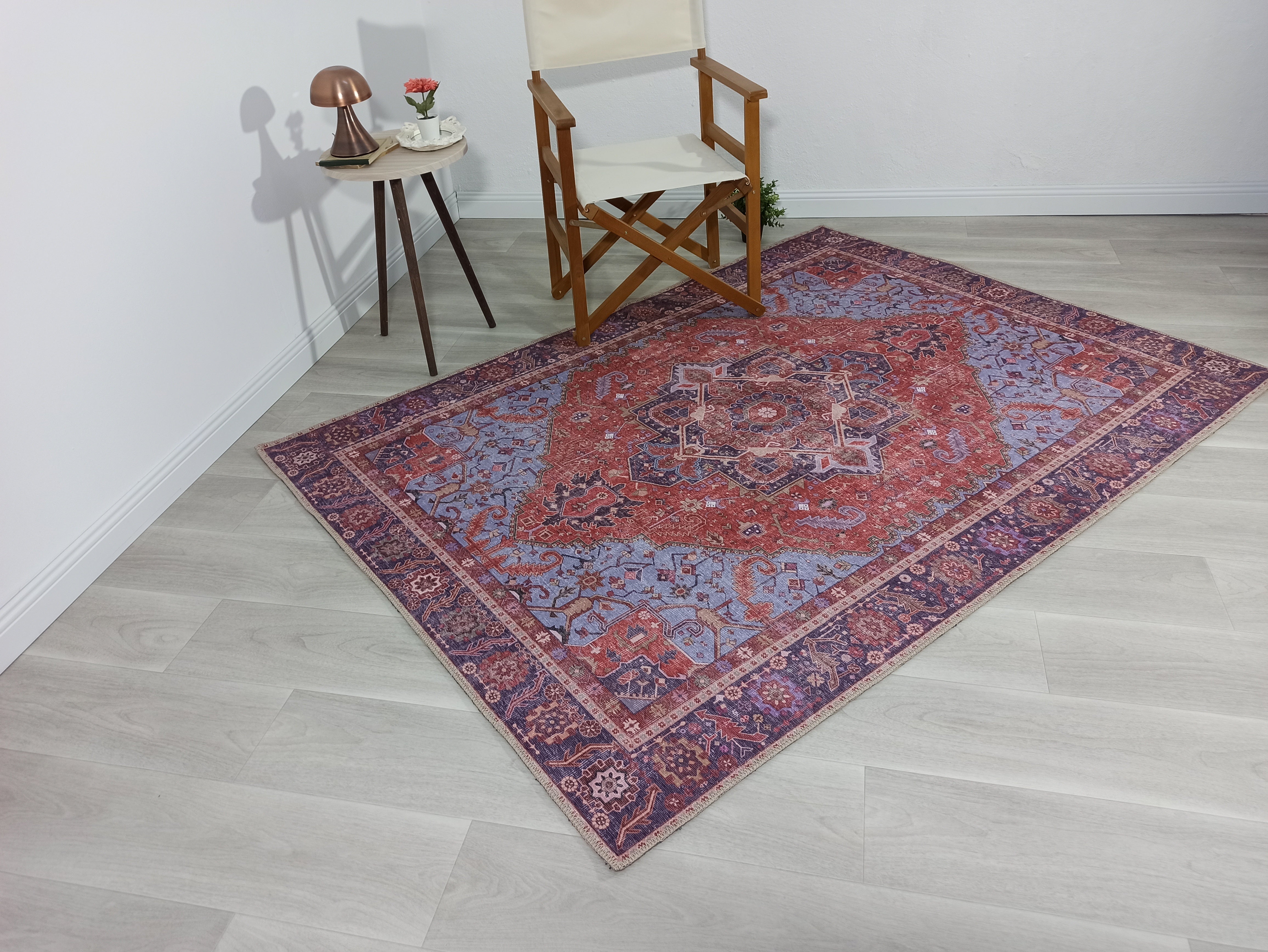 Ola Persian Heriz Red &amp; Blue Medallion Rug