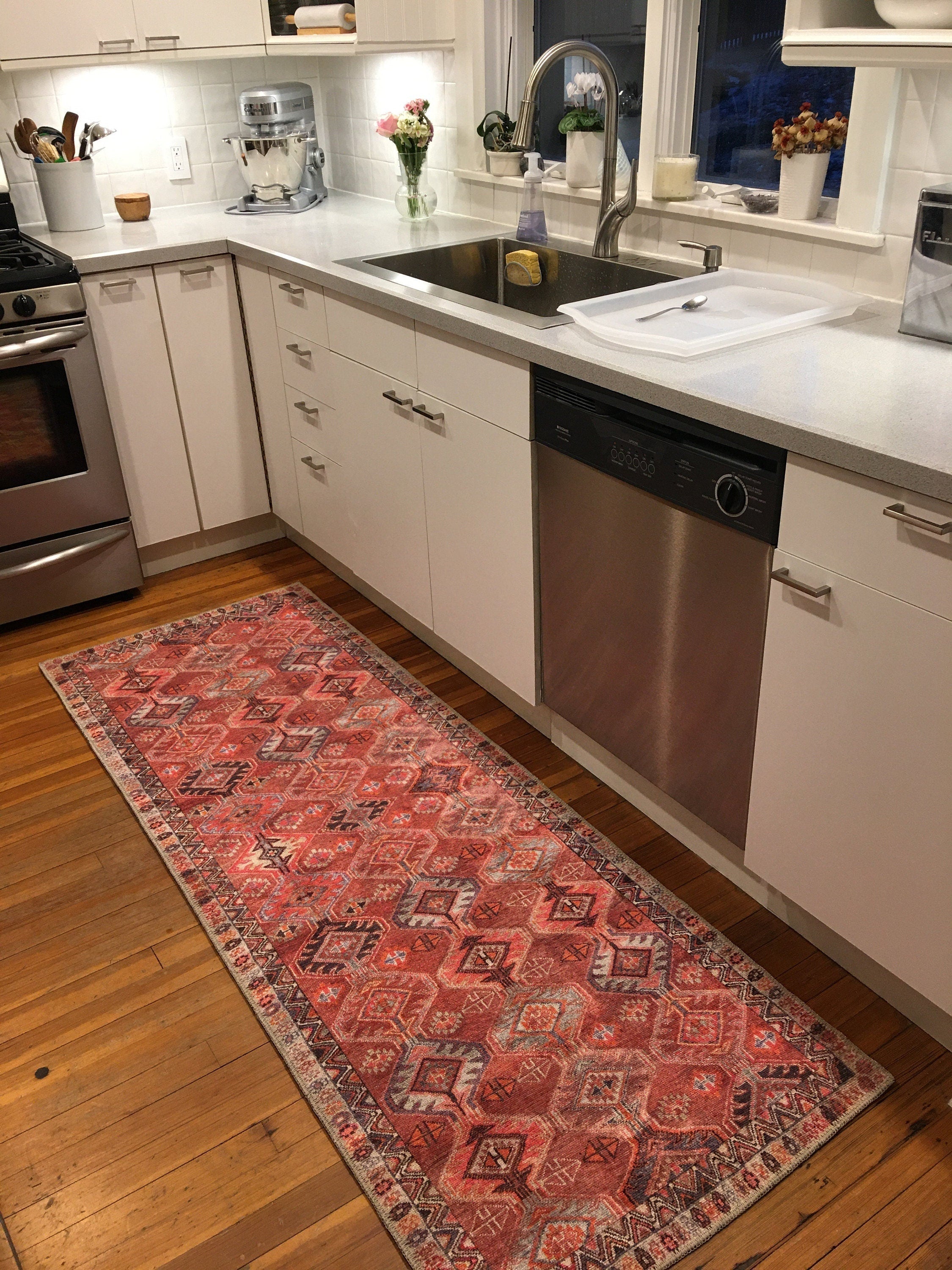 Kaki Rug Turkish Vintage Terracotta Red Orange Pink Rug