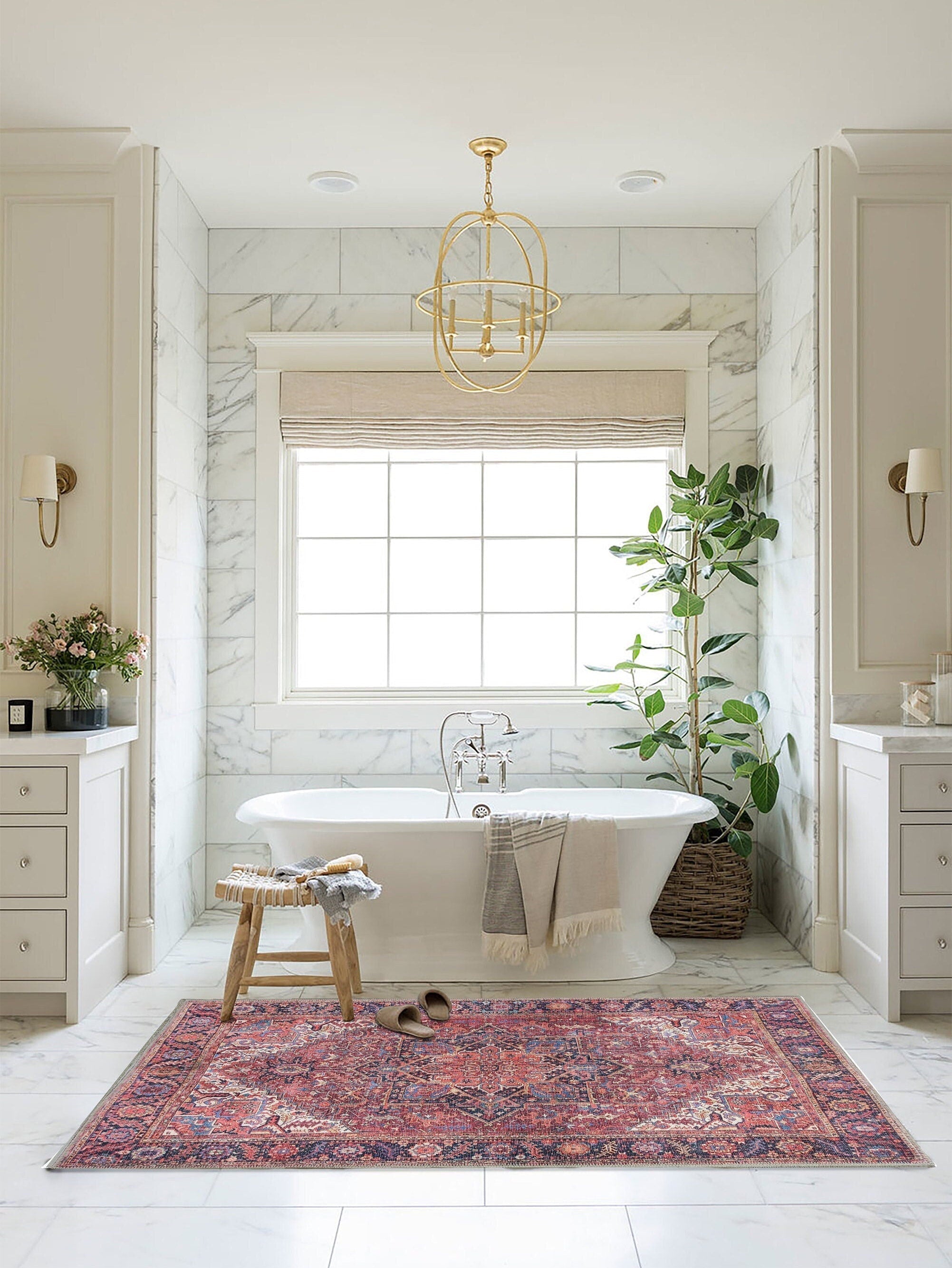 Ounya Turkish Red Terracotta Beige Kilim Rug