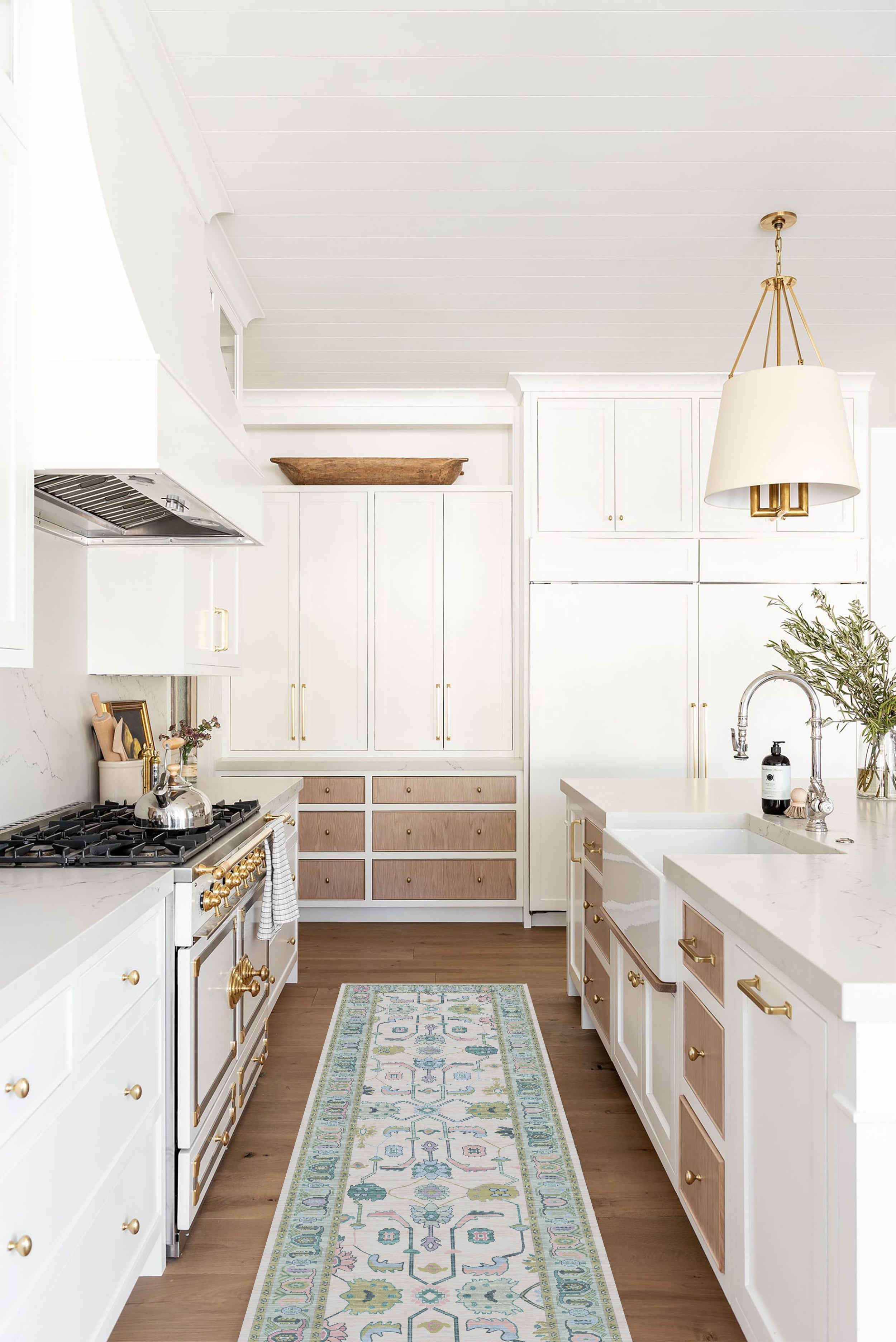 Oushak Rug, Green Turkish Vintage Floral Pastel Large Oversized Area Rugs for Living room Dining Bedroom Kitchen Bathroom Nursery Kids-Area Rugs-famerugs-2'x3' ft 60x90cm-fame