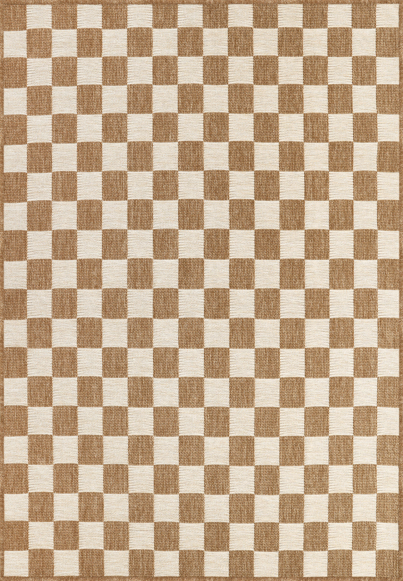 Harper Modern Ivory & Sand Checkerboard Indoor/Outdoor Rug