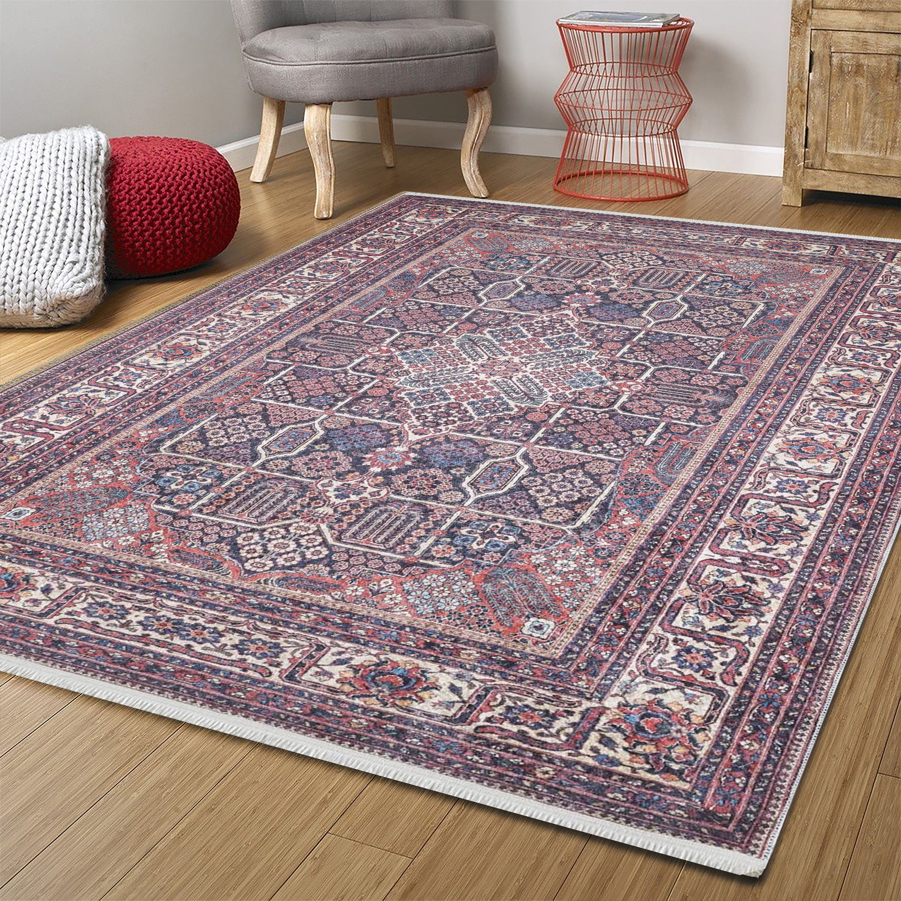 Paila Turkish Oushak Tribal Red Beige Rug