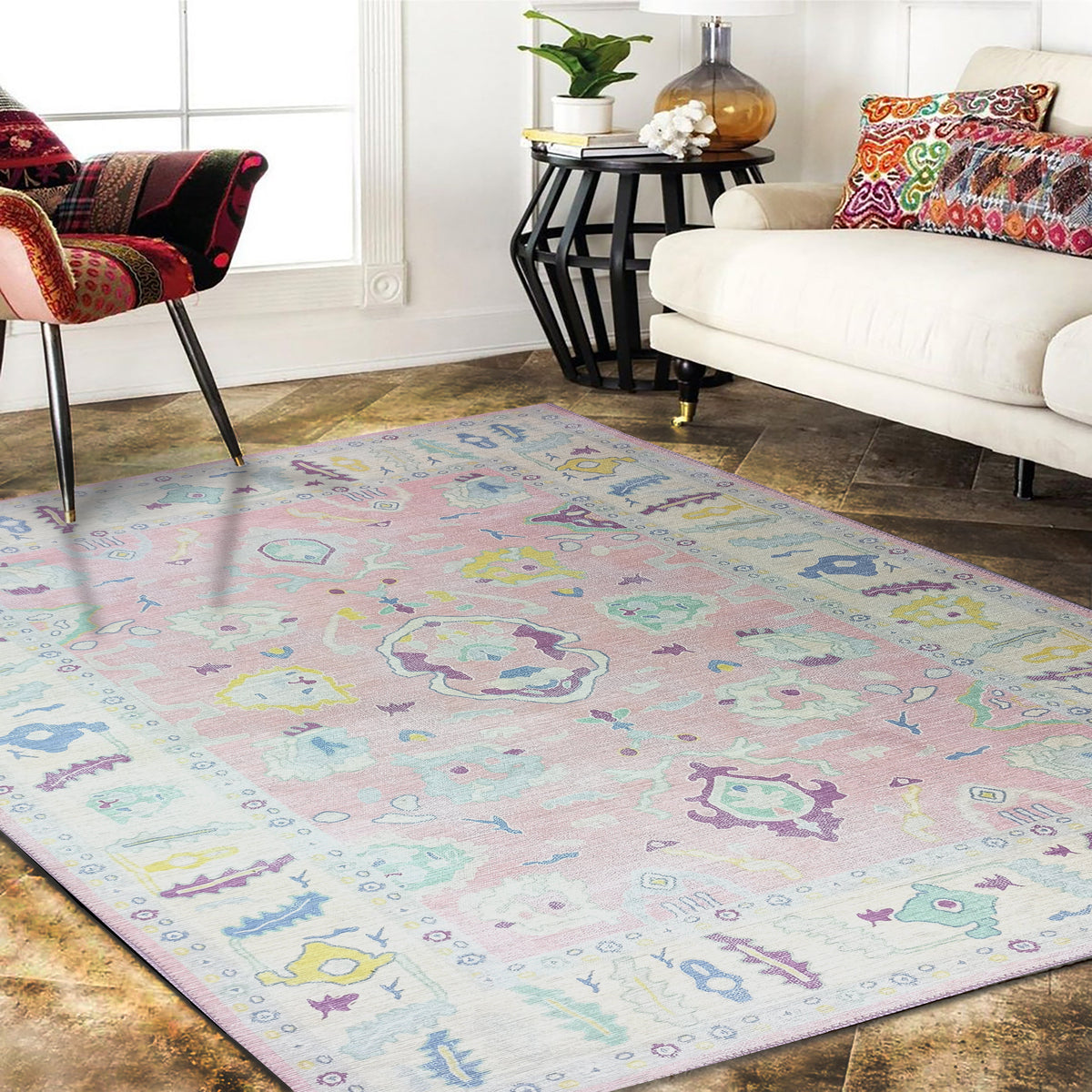 Alice Pale Pink Modern Oushak Rug – fame