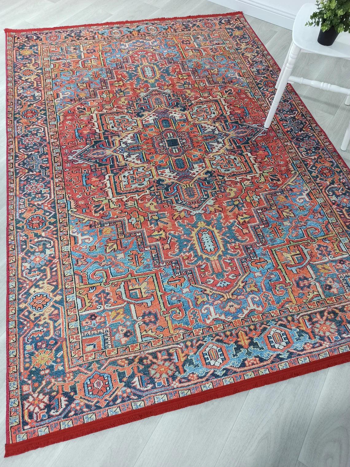 Pawla Turkish Vintage Heriz Red Rug
